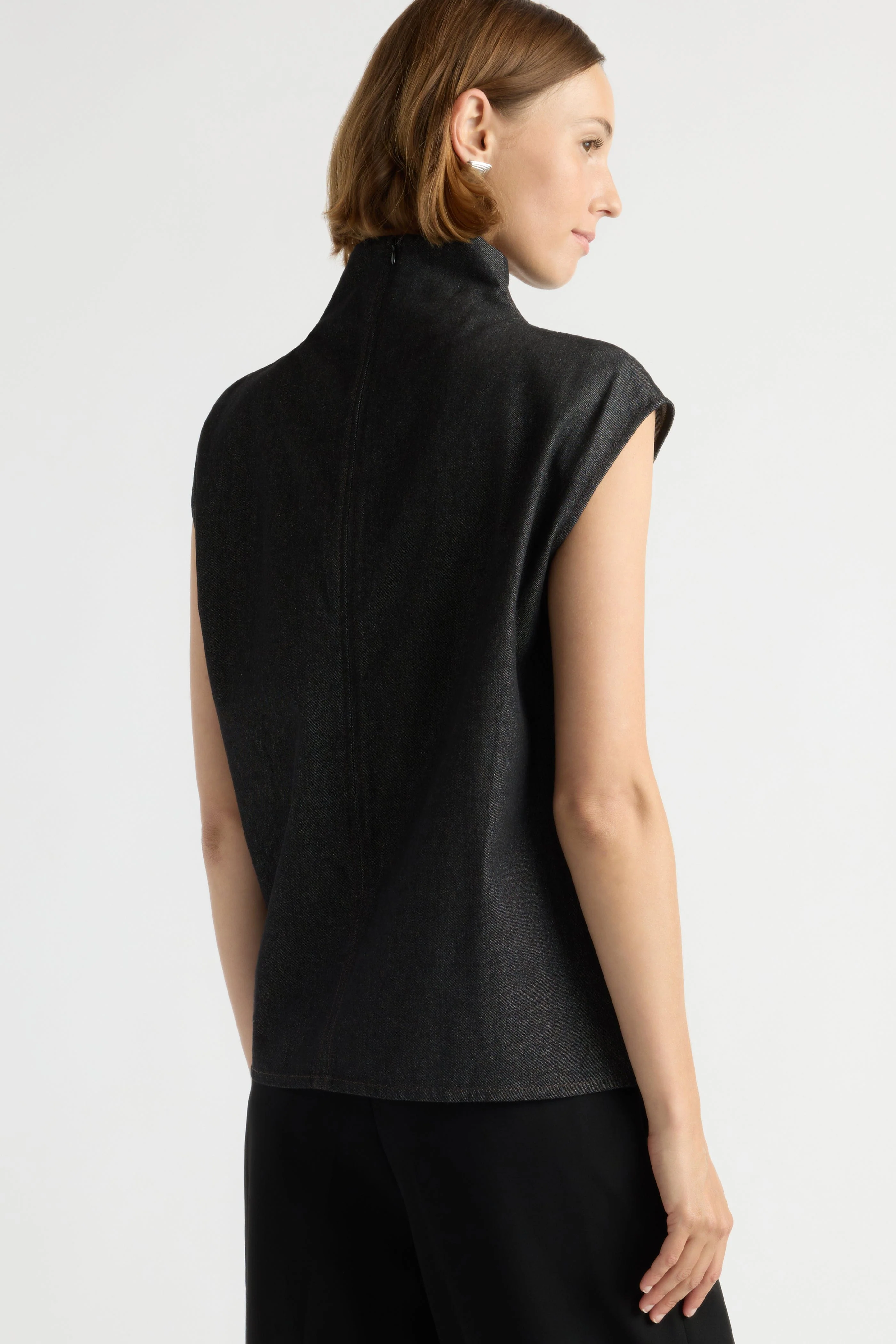 Albury Funnel-Neck Denim Top - Image 6