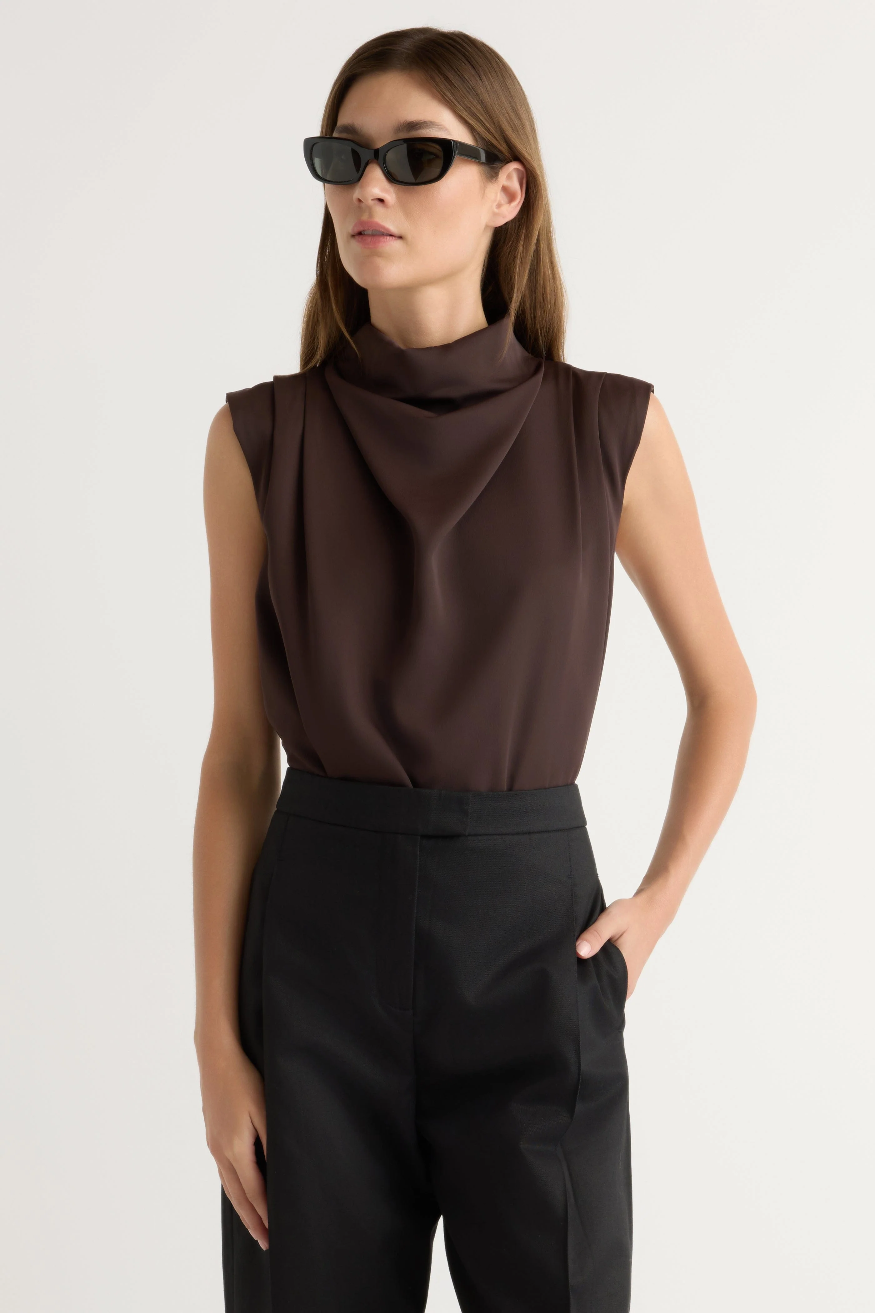 Allegra Gathered-Neck Sleeveless Blouse - Image 2