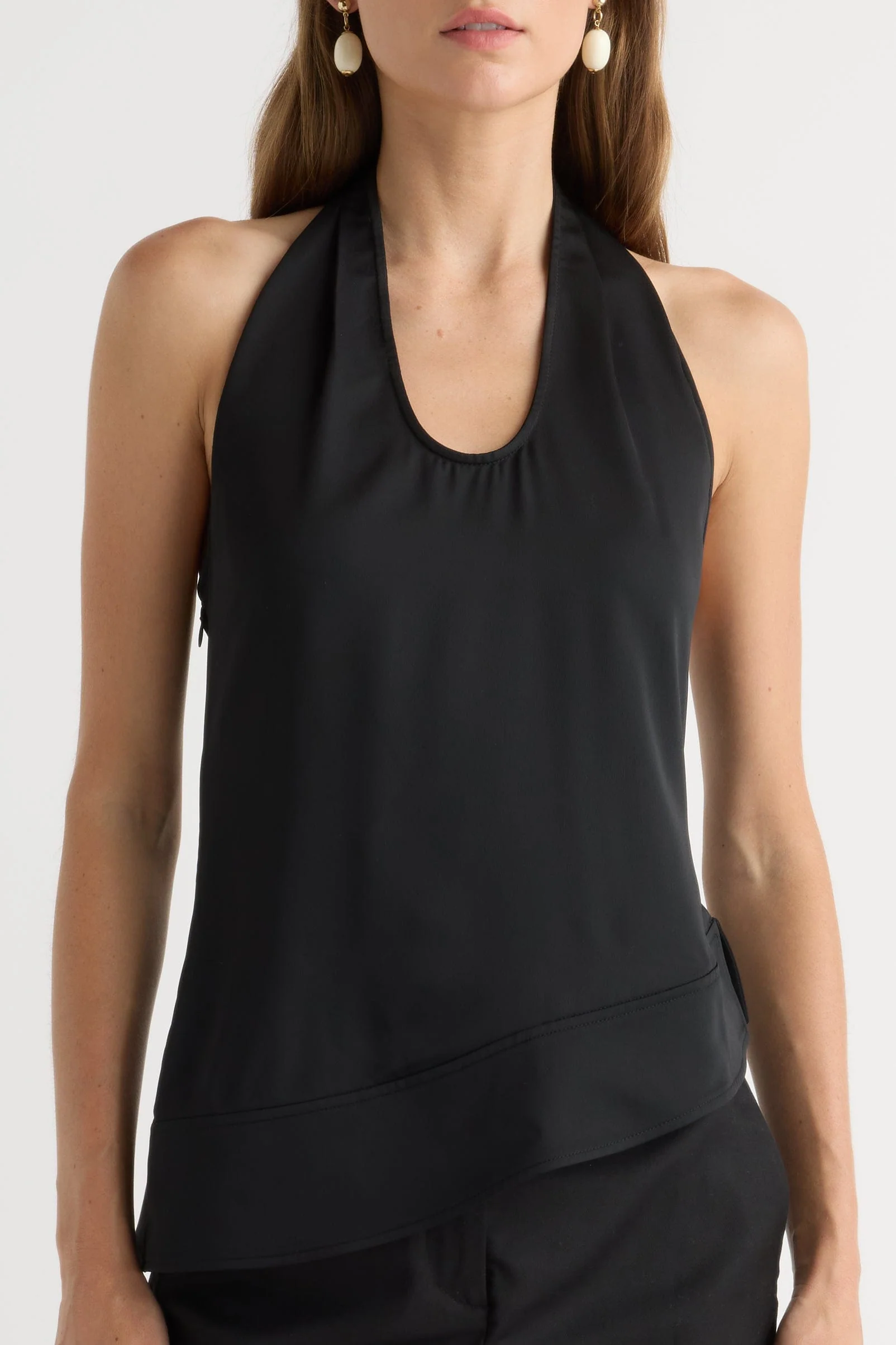 Anju Asymmetric-Hem Halter Blouse - Image 5