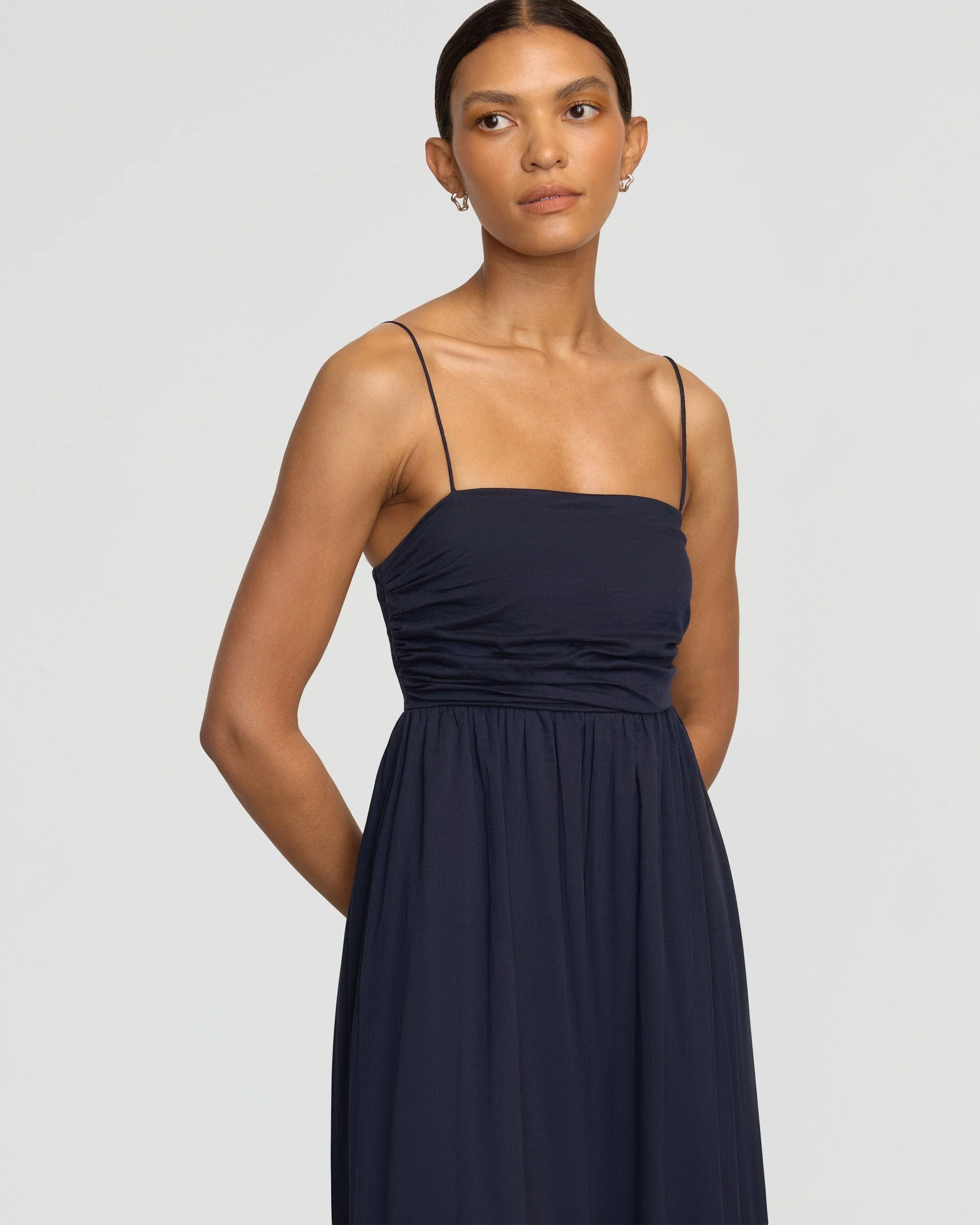 Aurora Ruched Organic Cotton Maxi Dress - Image 3