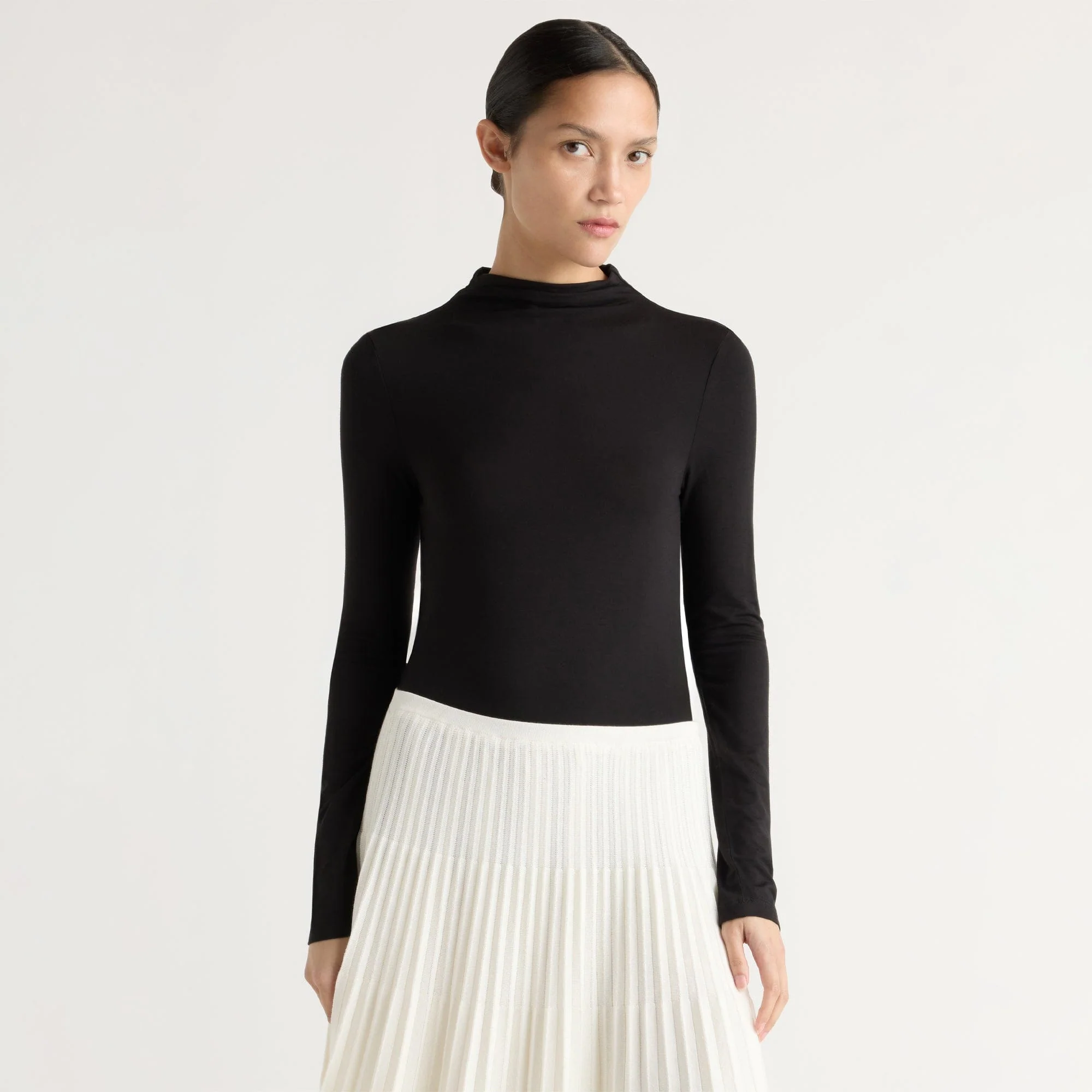 Ava Mock-Neck Long-Sleeve Tee