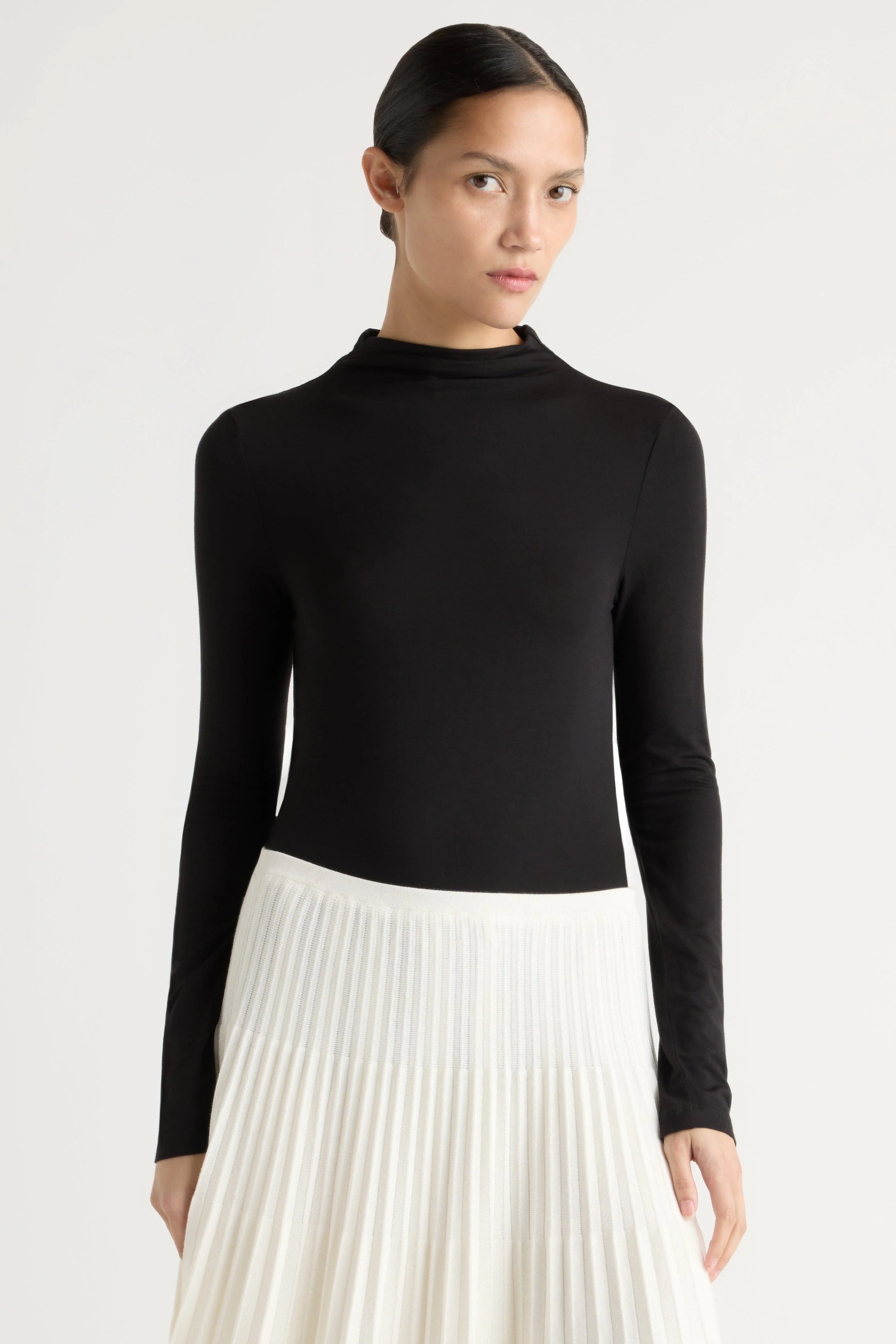 Ava Mock-Neck Long-Sleeve Tee - Image 2