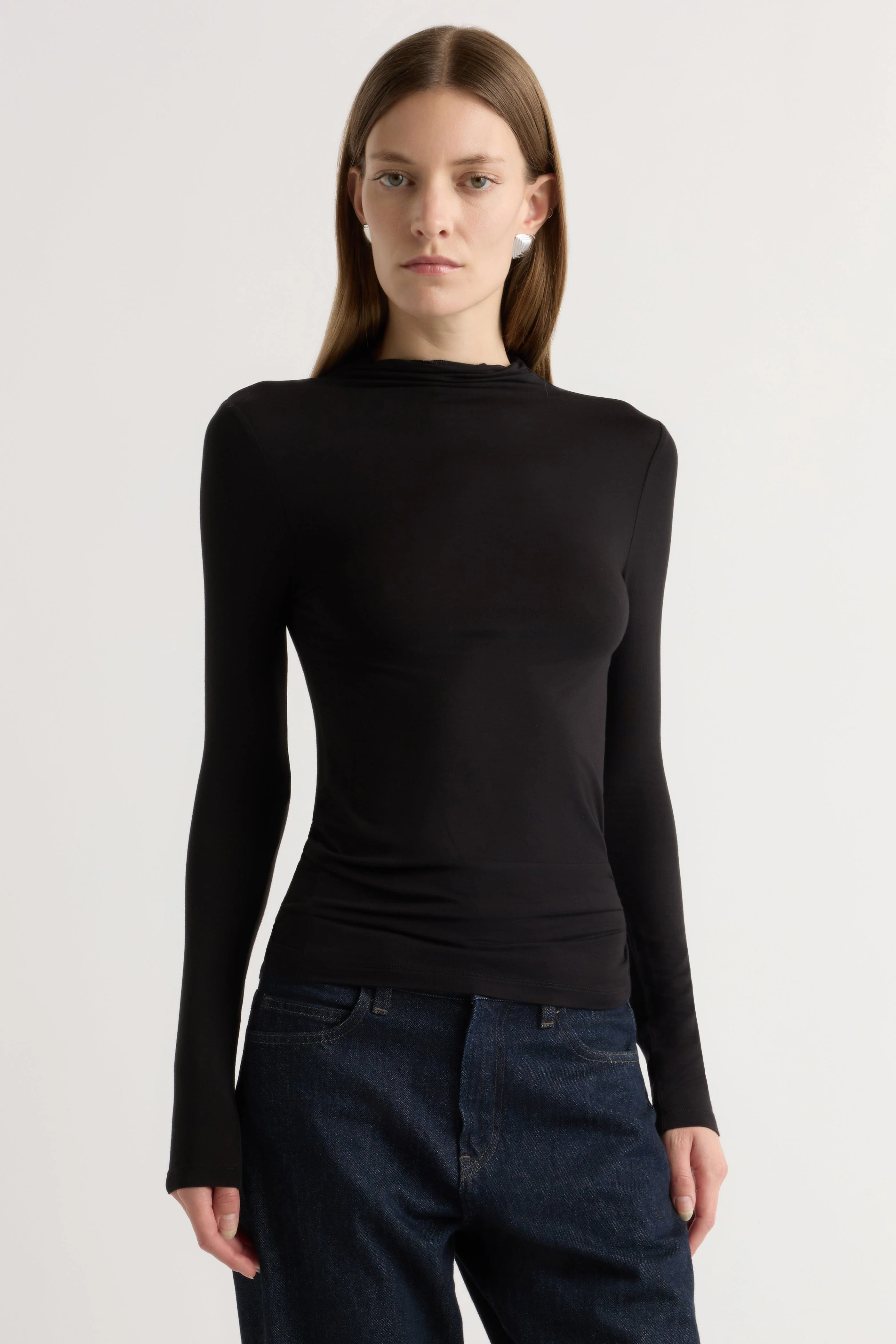 Ava Mock-Neck Long-Sleeve Tee - Image 4