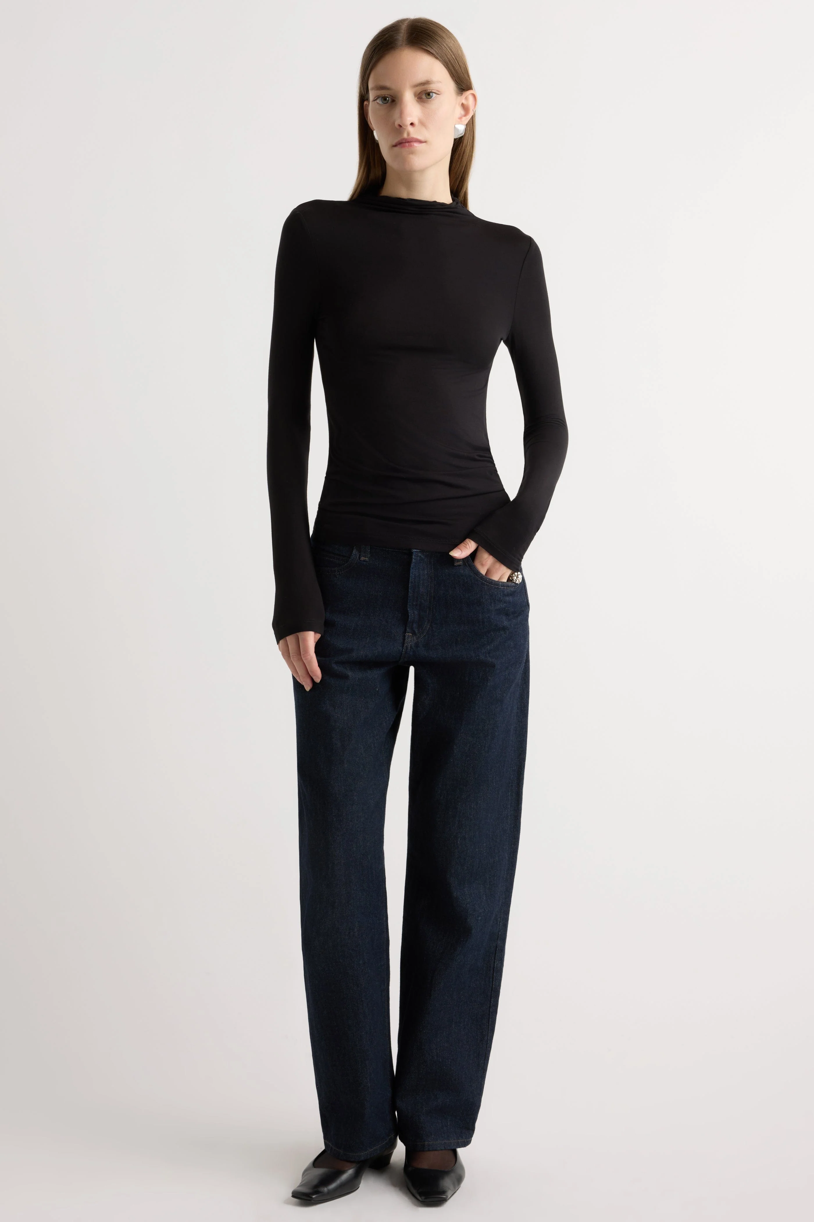 Ava Mock-Neck Long-Sleeve Tee - Image 5