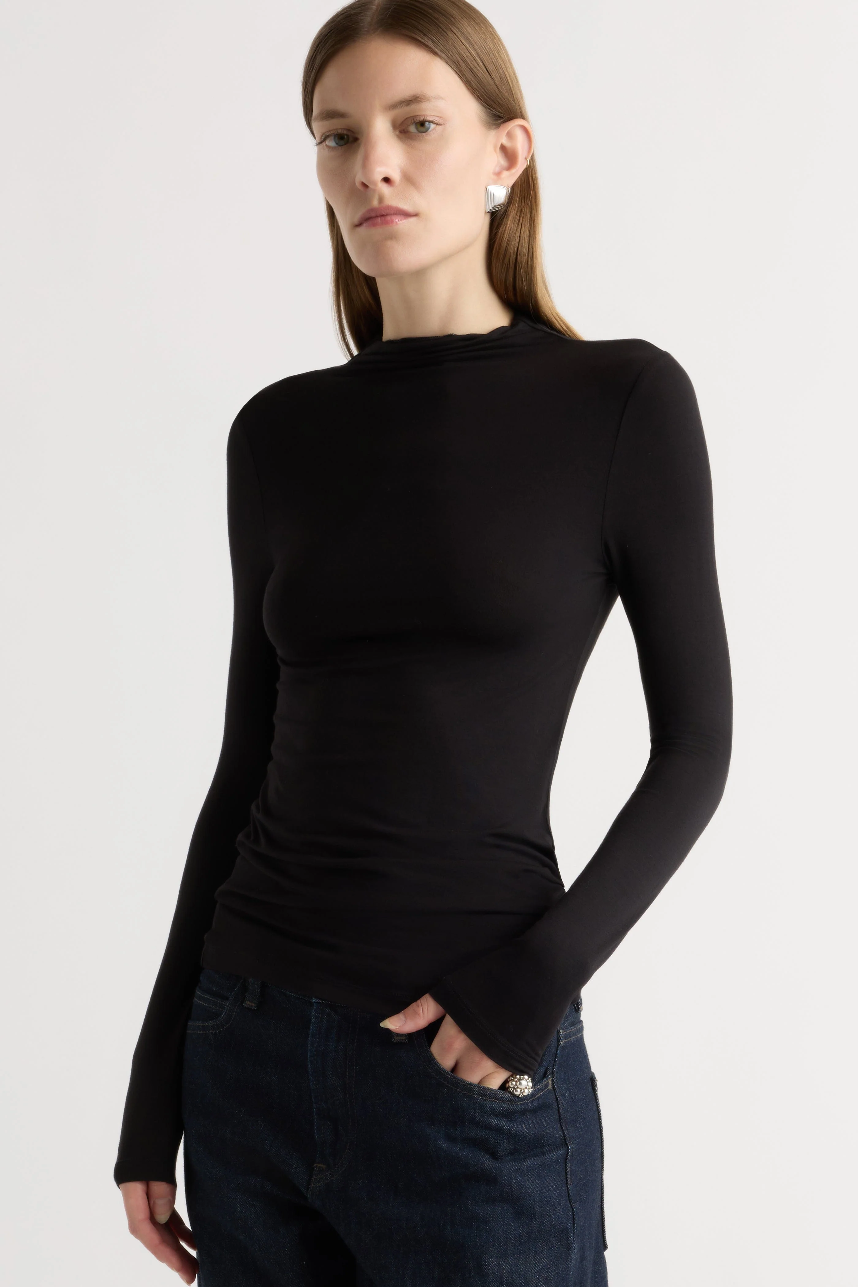 Ava Mock-Neck Long-Sleeve Tee - Image 6