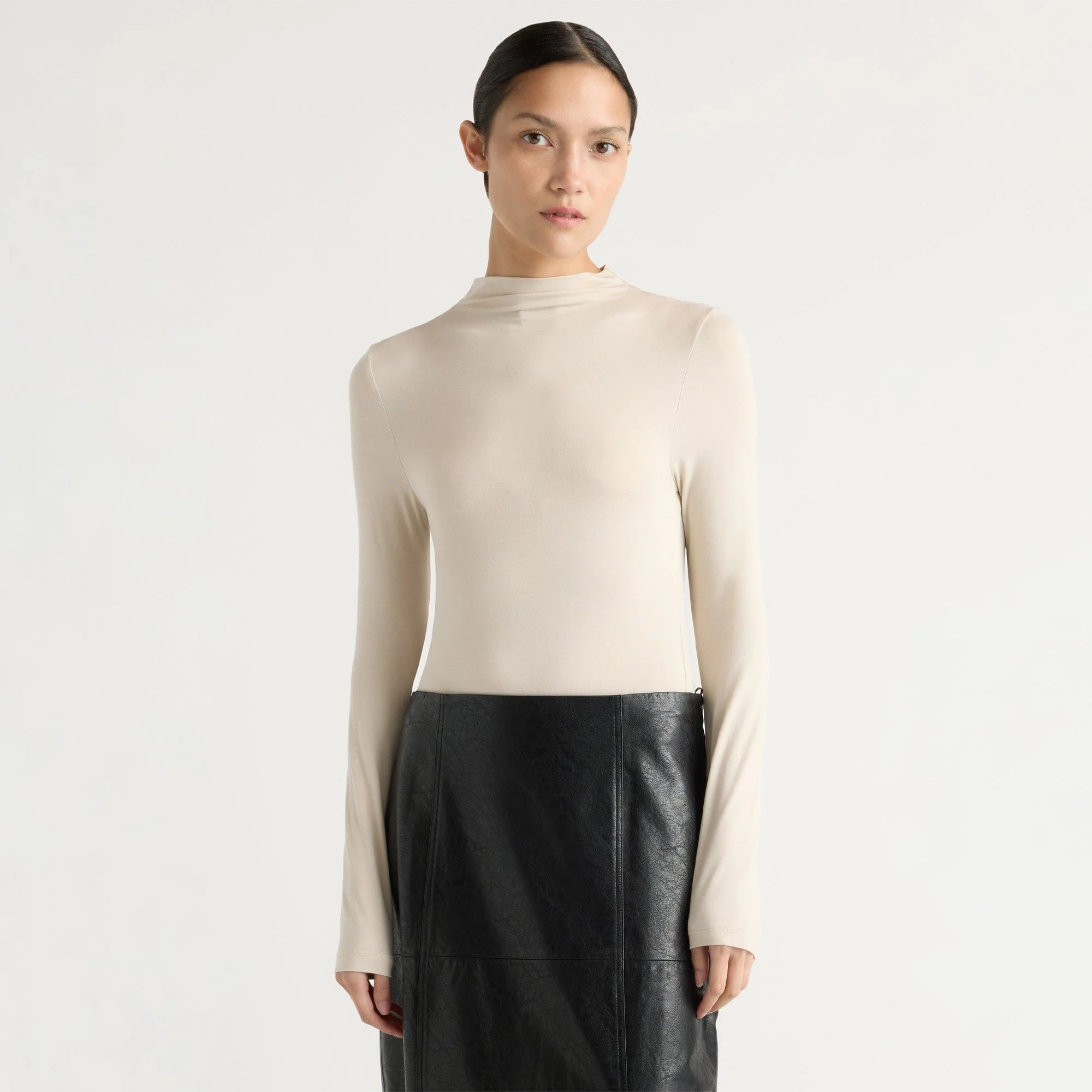 Ava Mock-Neck Long-Sleeve Tee