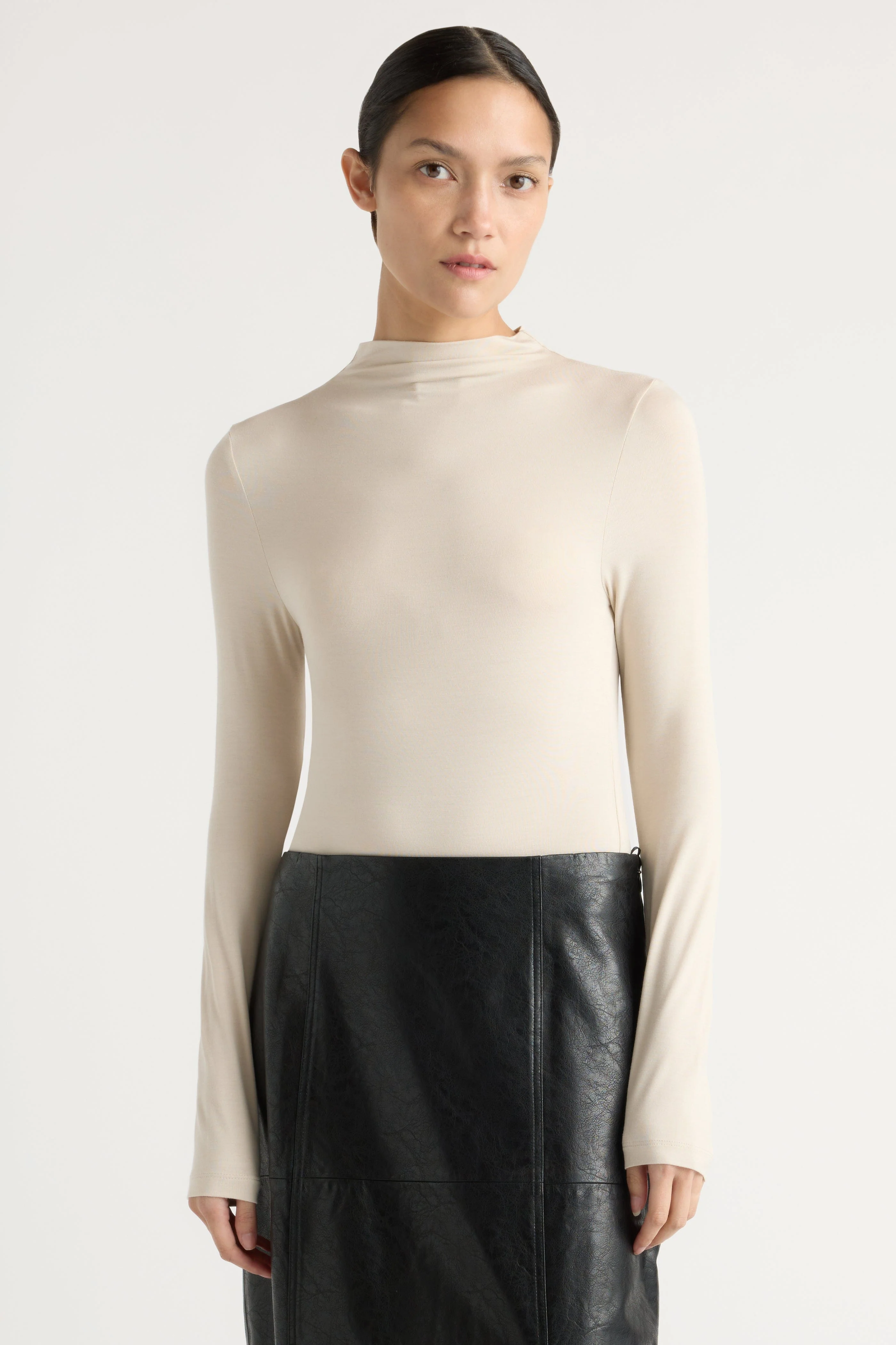 Ava Mock-Neck Long-Sleeve Tee - Image 2