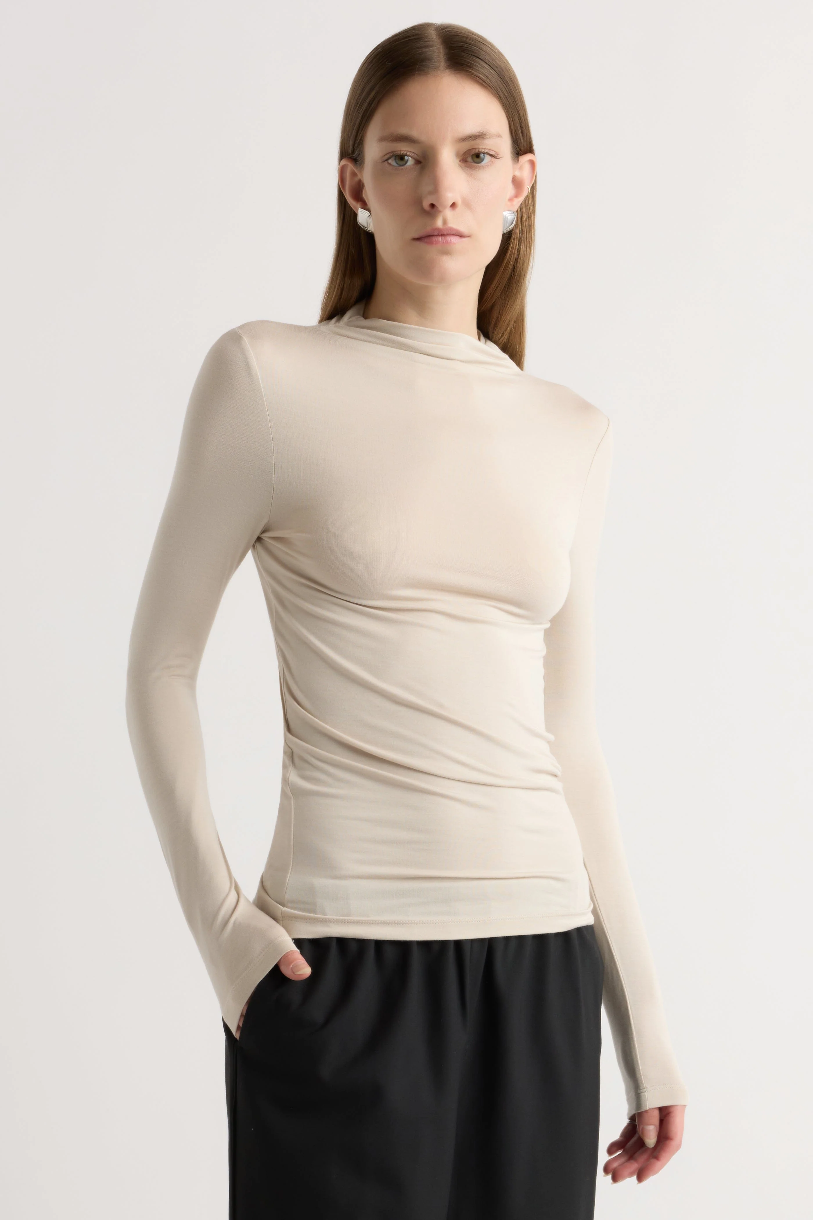 Ava Mock-Neck Long-Sleeve Tee - Image 4