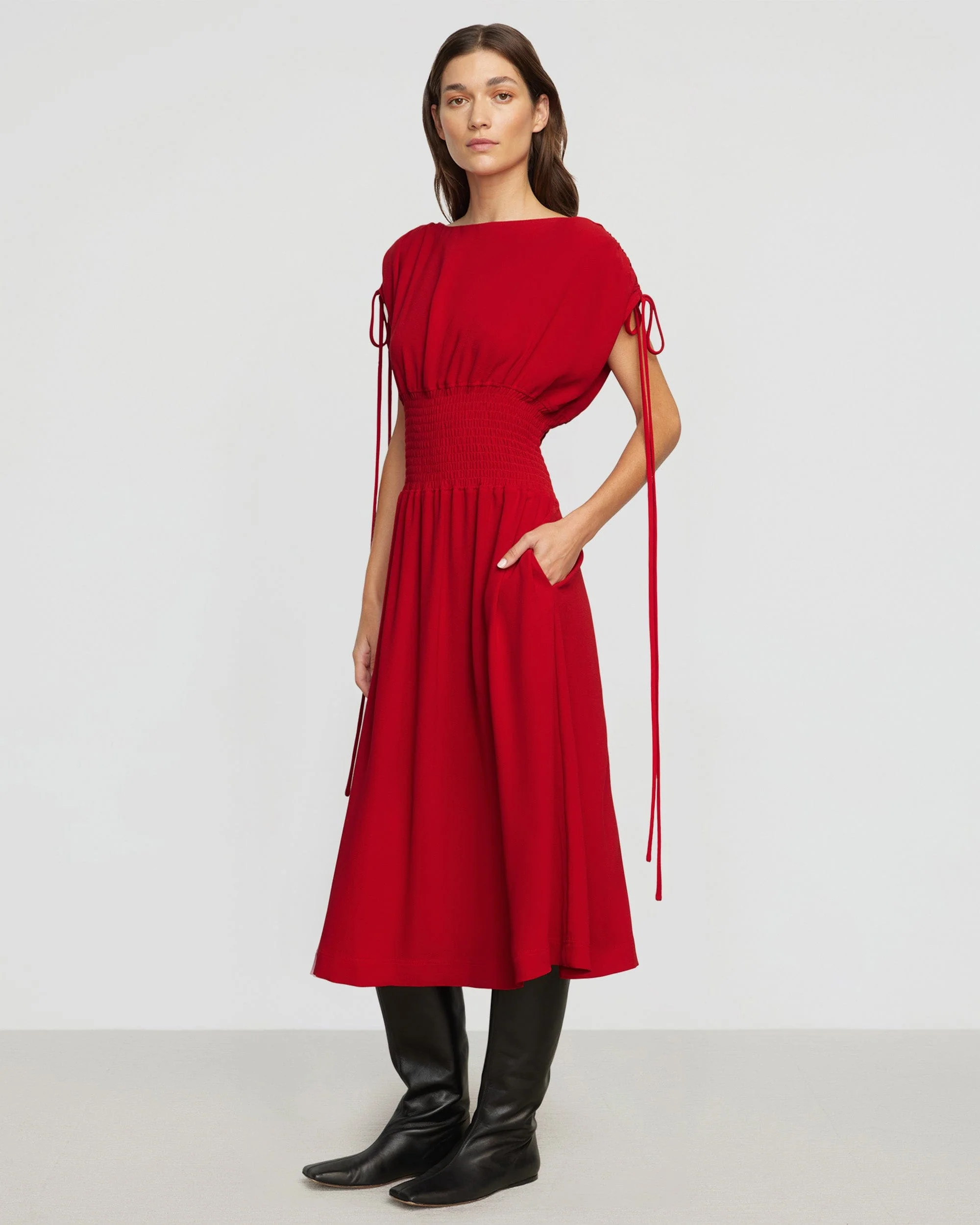 Ayumi Gathered-Shoulder Dress - Image 6