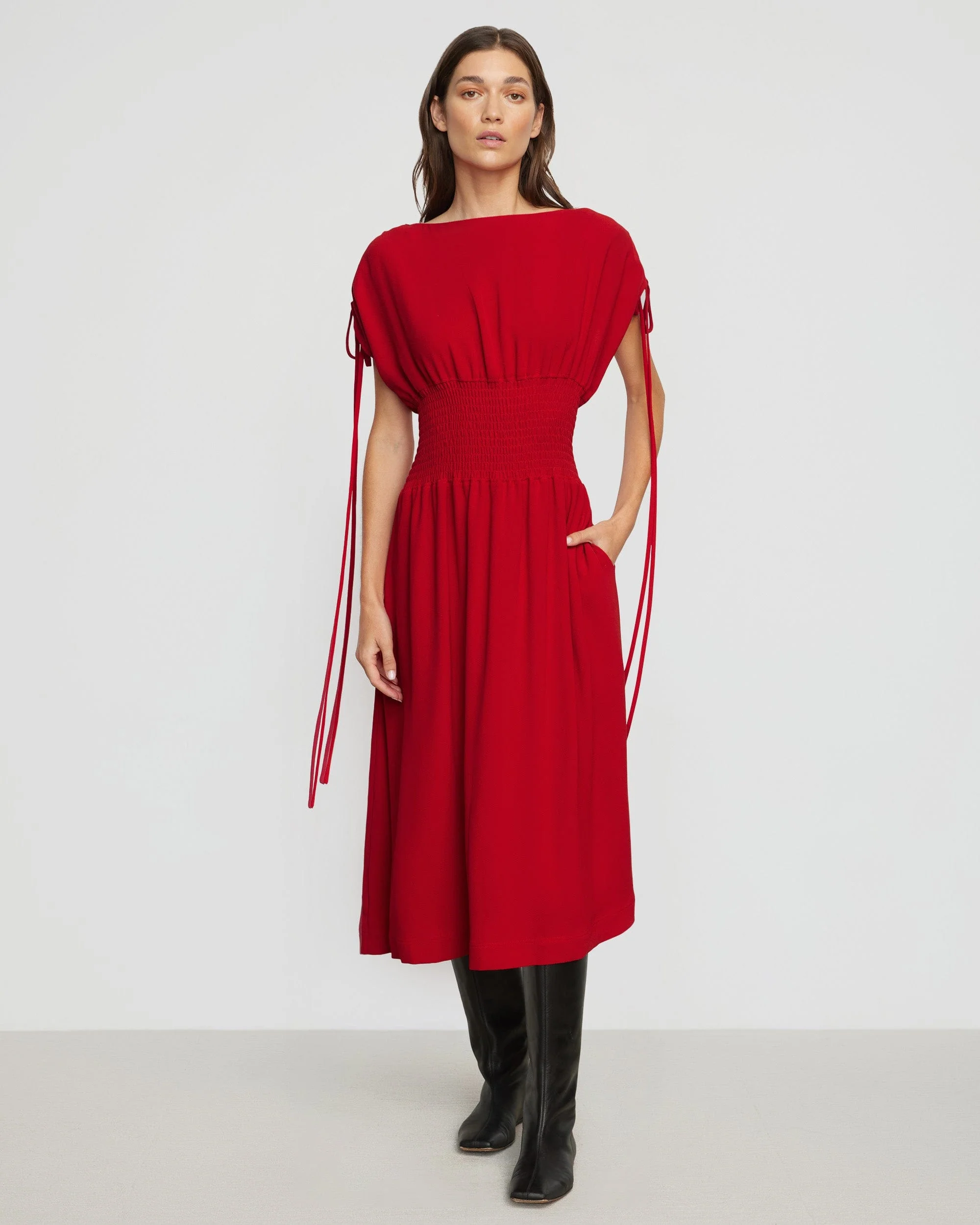 Ayumi Gathered-Shoulder Dress - Image 8