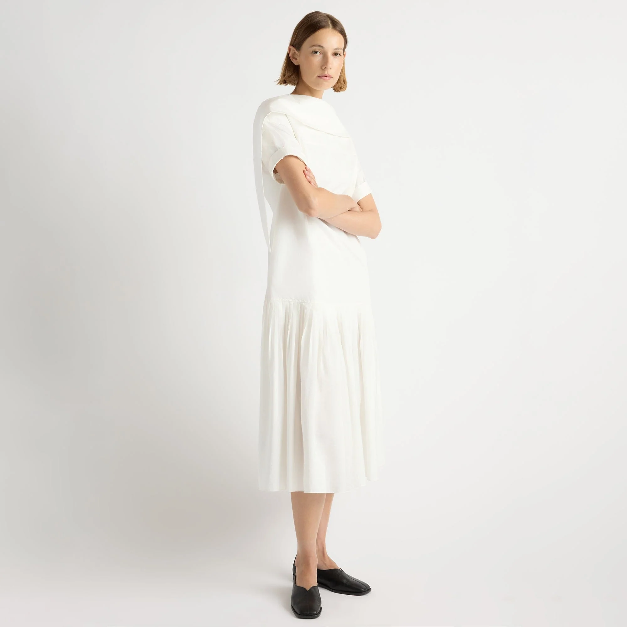 Babba Shirred Scarf-Neck Dress