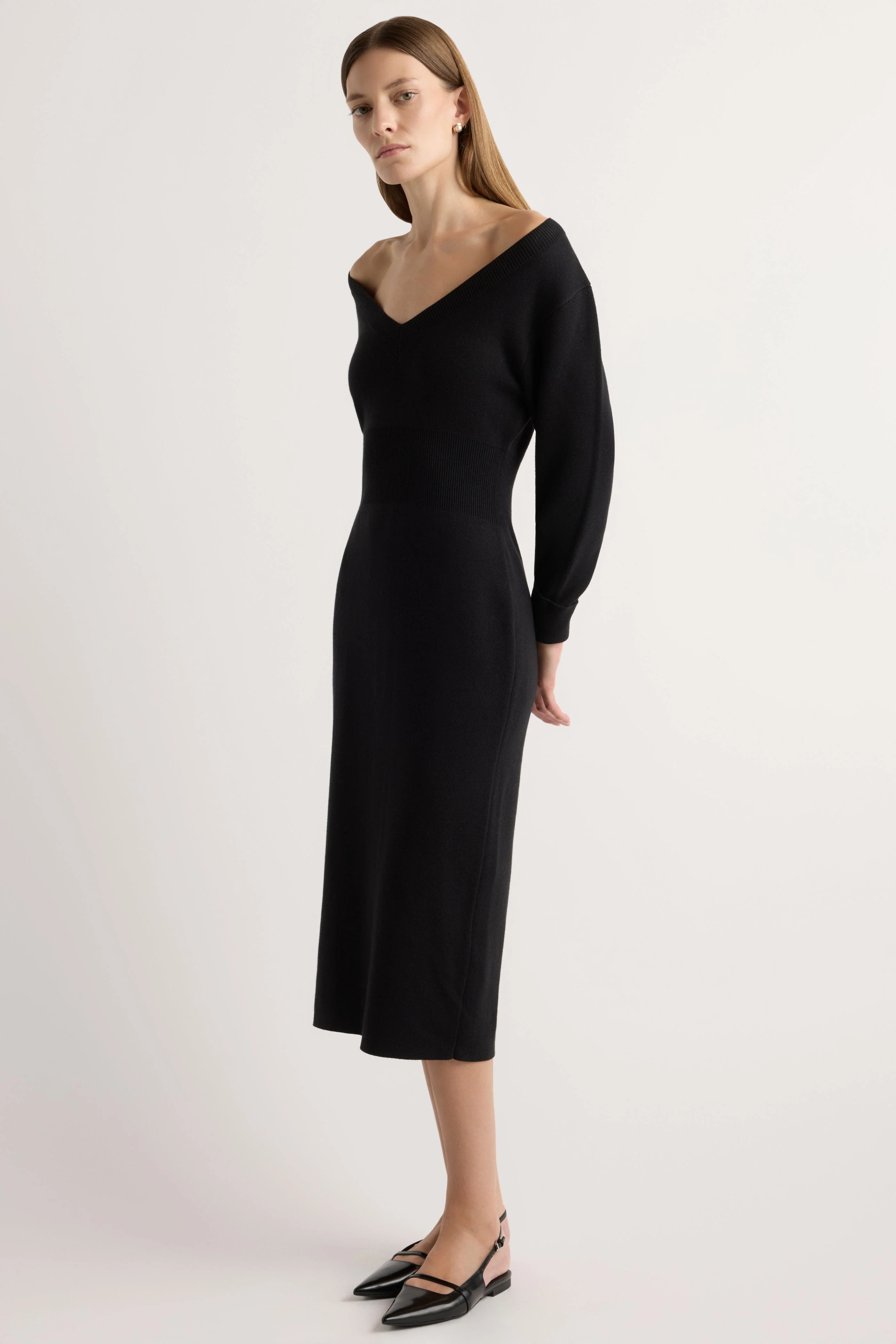 Bora Off-Shoulder V-Neck Sweater Dress - Image 4