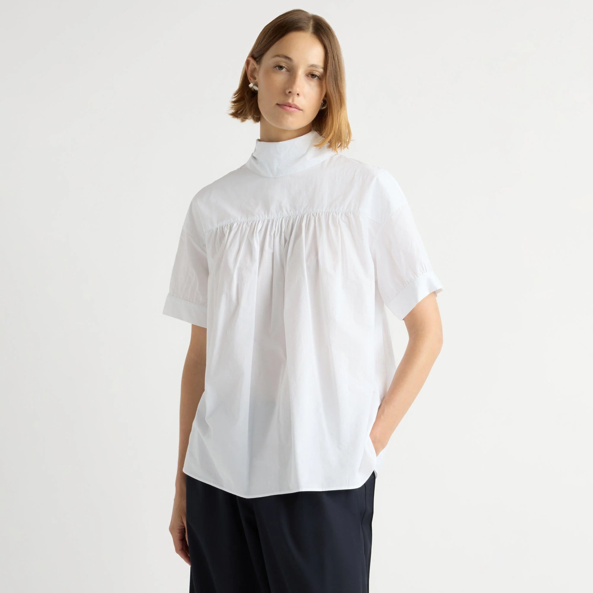 Bronte Foldover Scarf-Neck Tunic Top