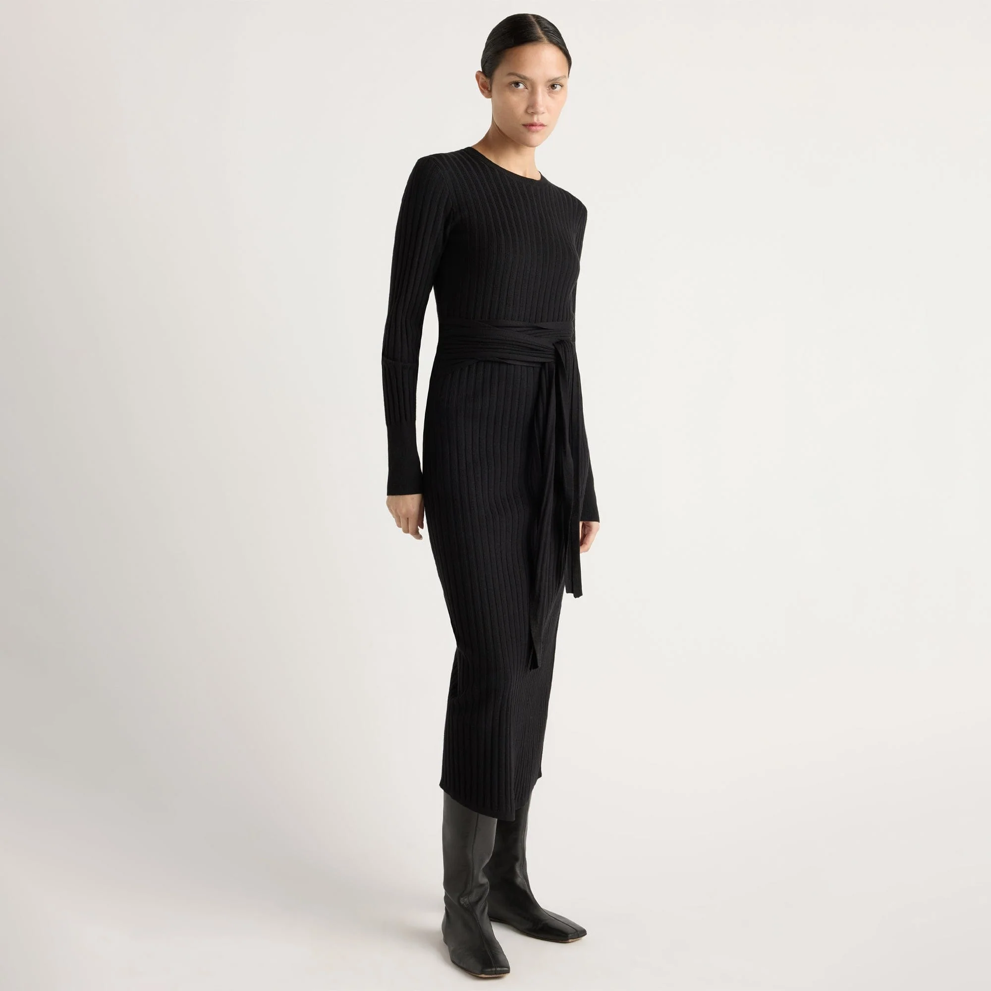 Carmen Tie-Front Ribbed Dress