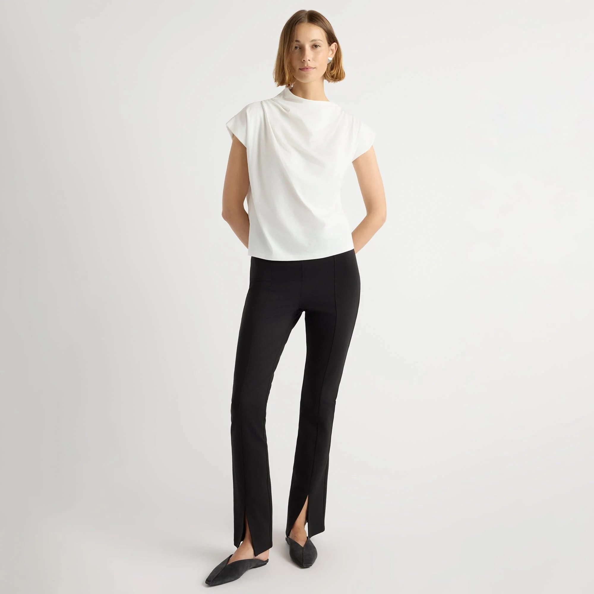 Cass Front-Split Ponte Stretch Pant