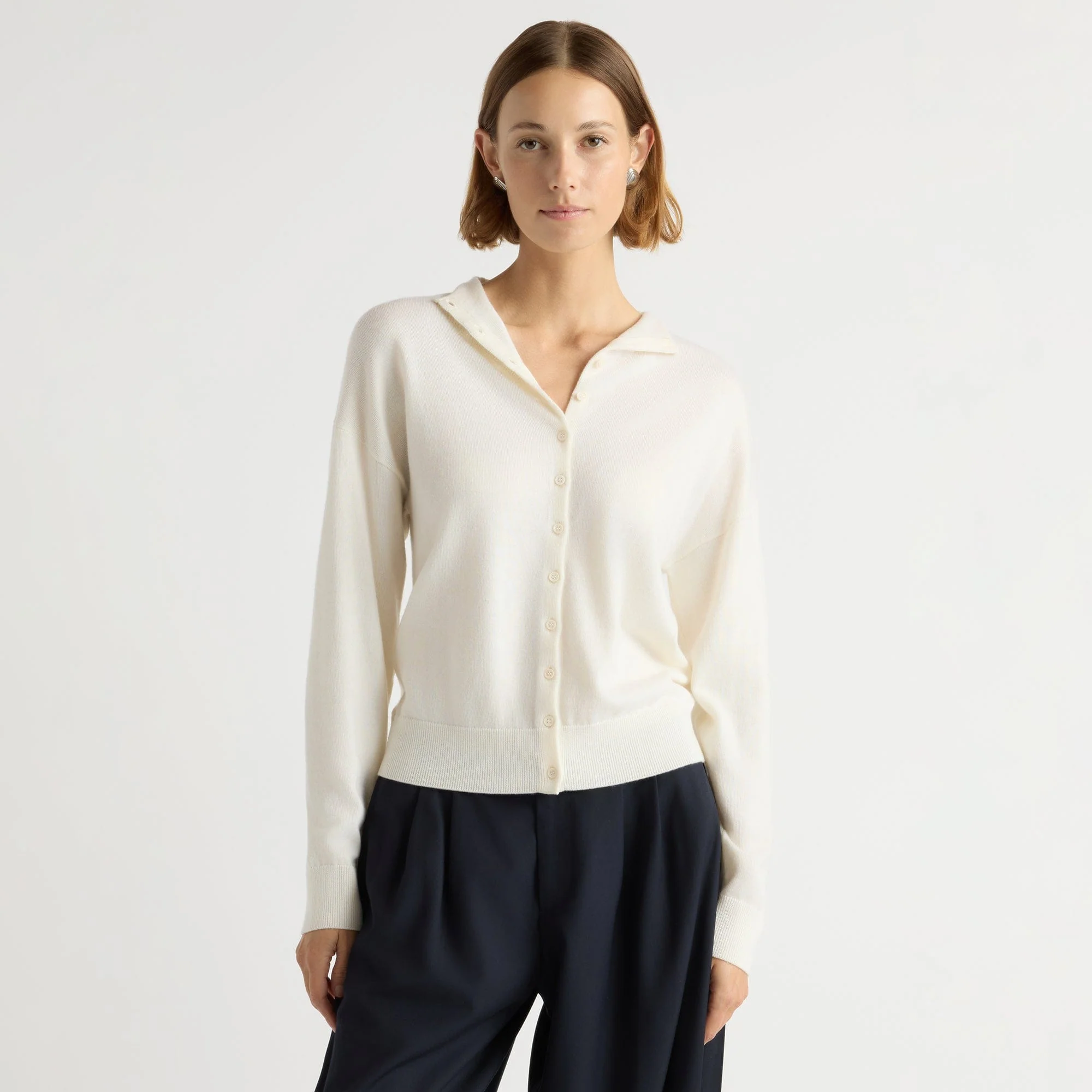 Charlee Lightweight Wool Button Cardigan