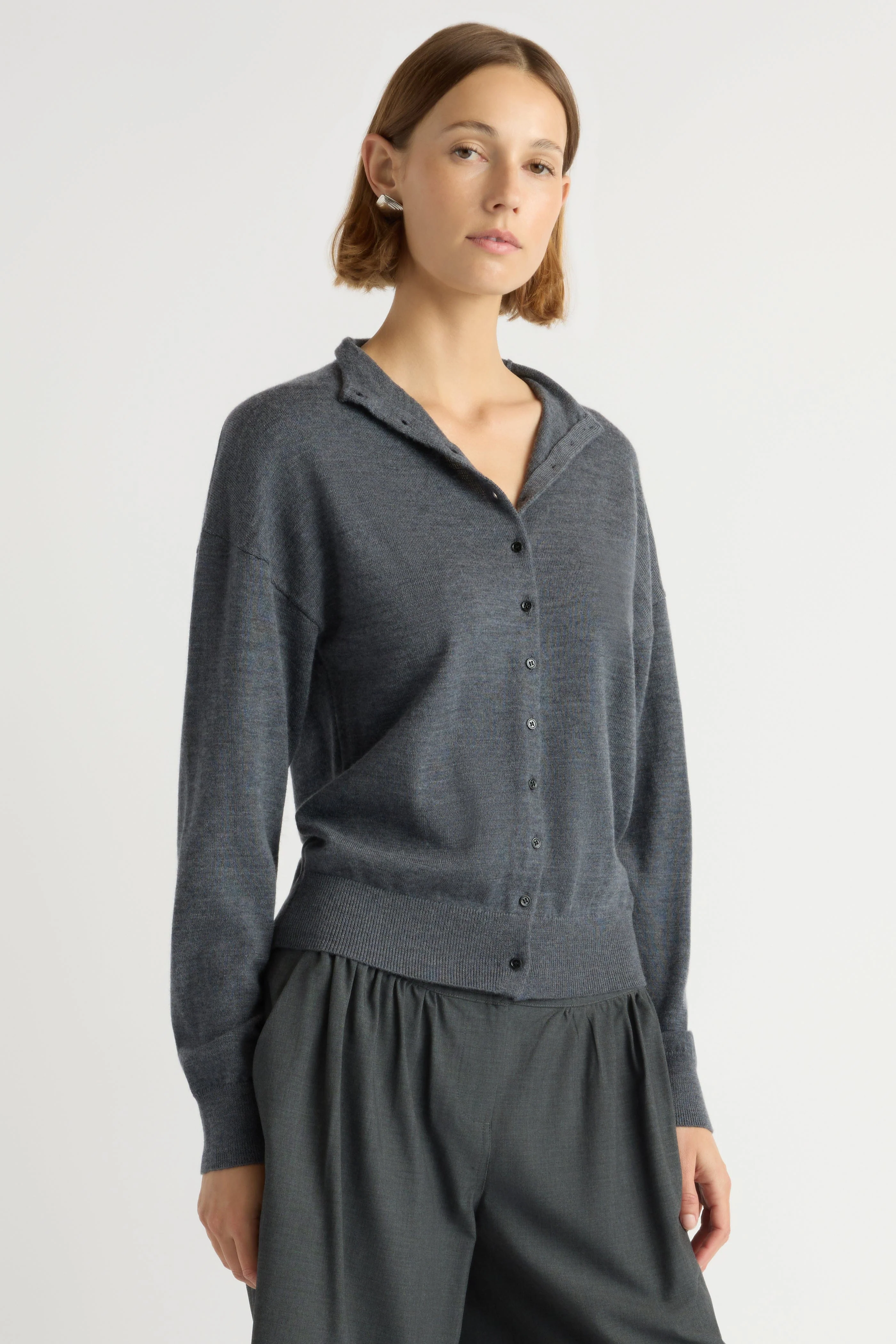 Charlee Lightweight Wool Button Cardigan - Image 2