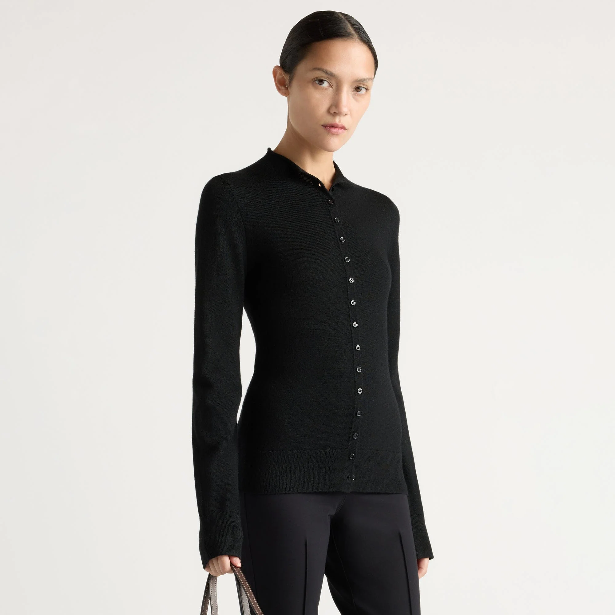Charlene Wool Button Mock-Neck Sweater