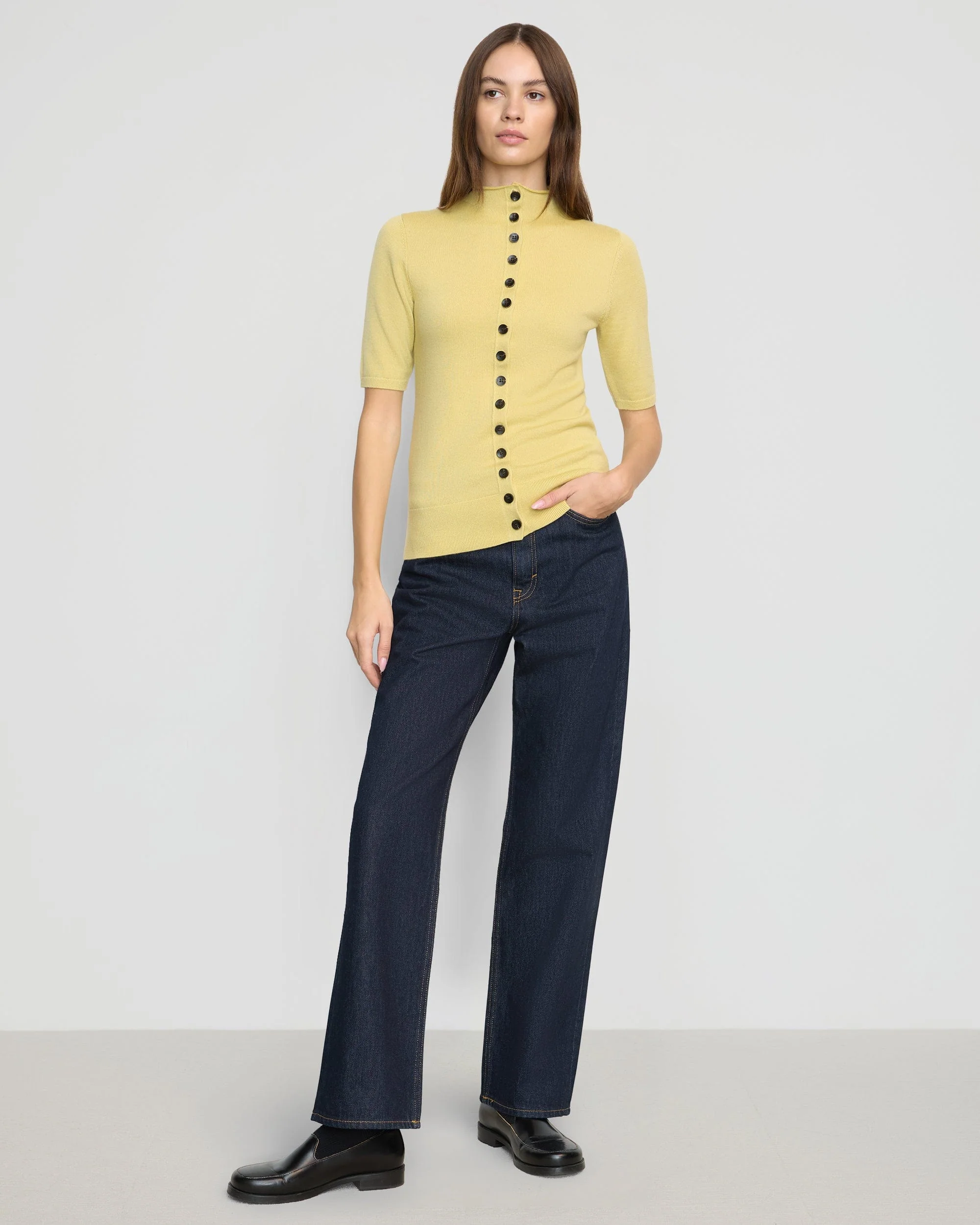 Charlotte Wool Button Short-Sleeve Sweater - Image 3