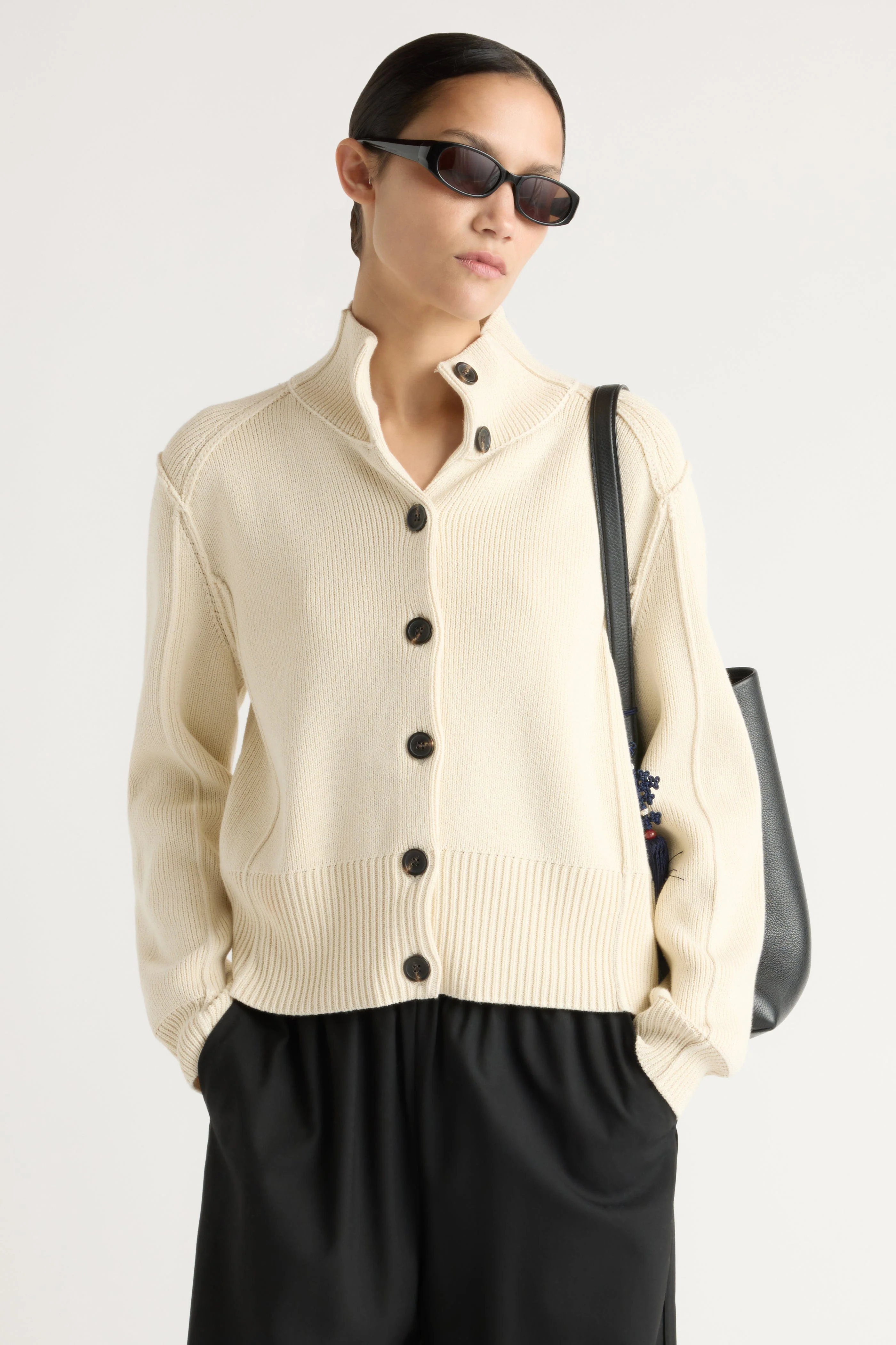 Clove Button Mock-Neck Knit Cardigan - Image 4