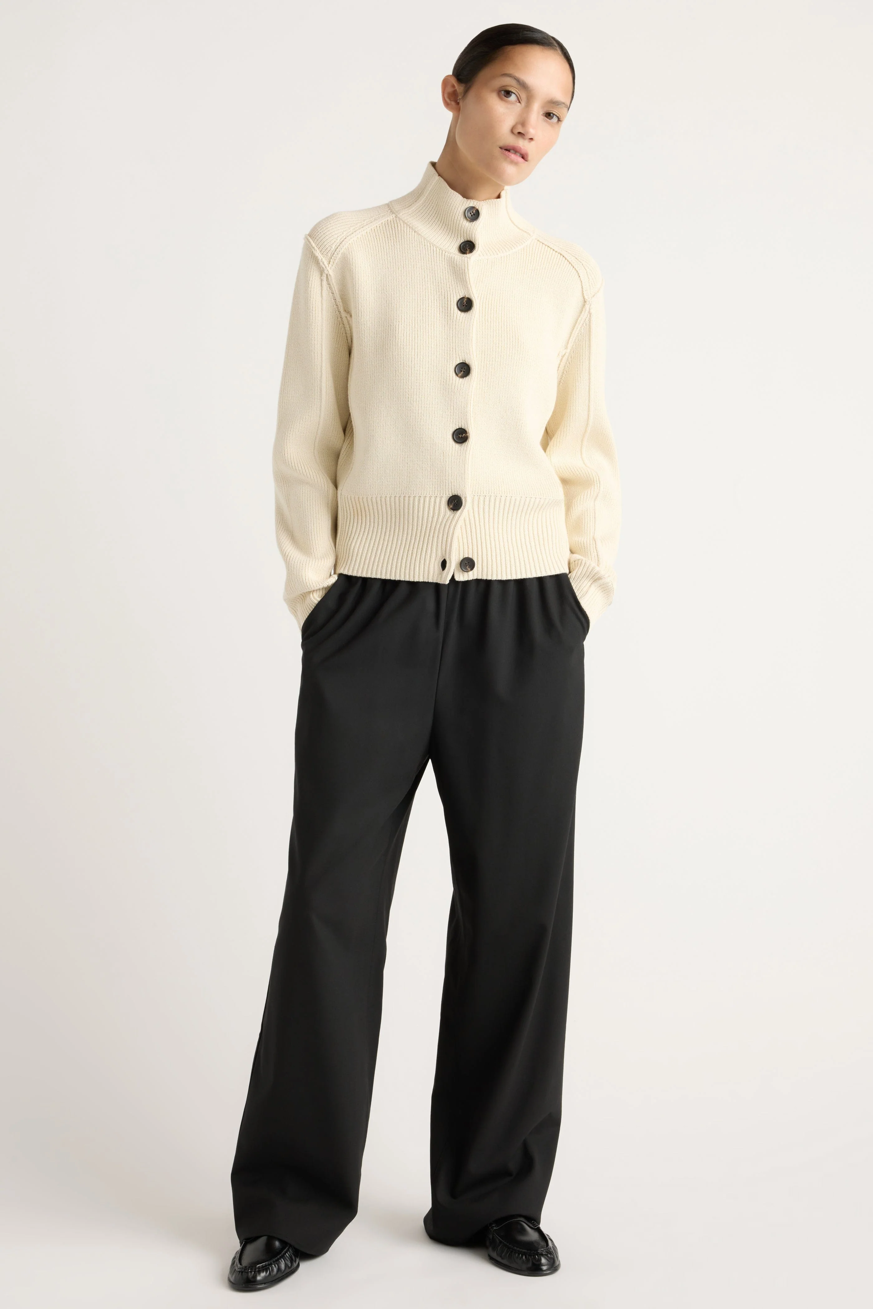 Clove Button Mock-Neck Knit Cardigan - Image 5