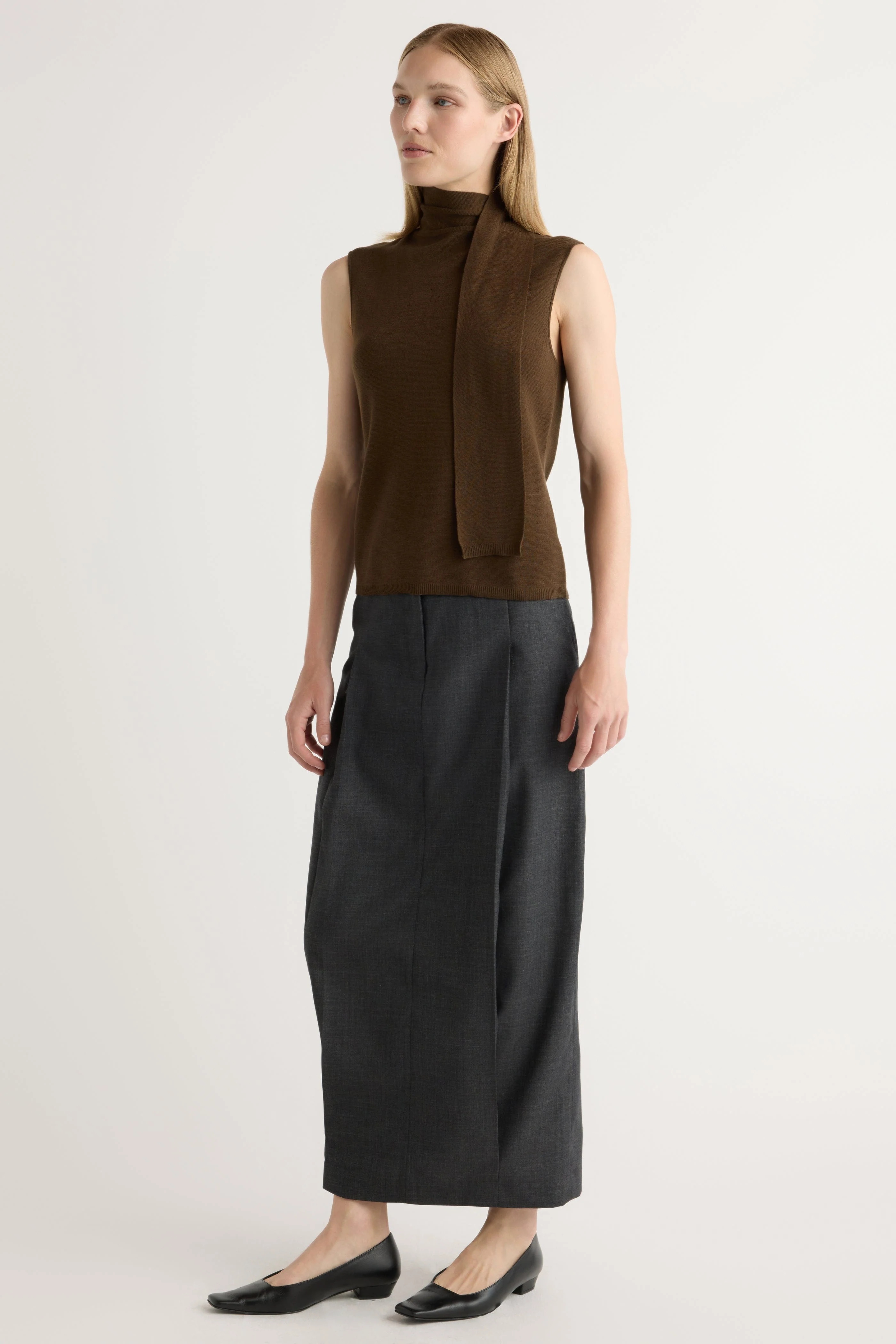 Demi Scarf-Neck Cotton-Silk Knit Top - Image 3