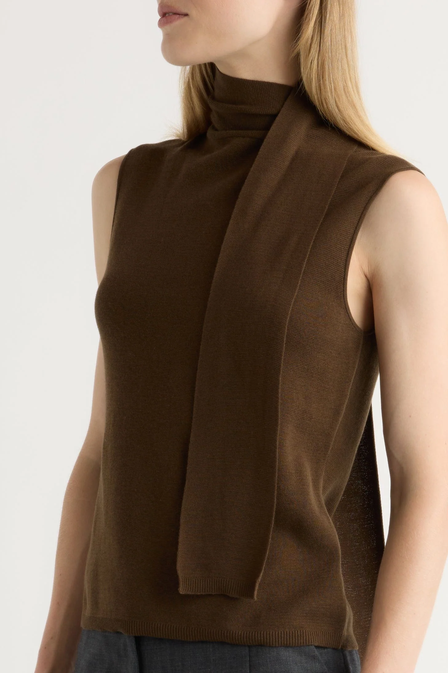 Demi Scarf-Neck Cotton-Silk Knit Top - Image 4