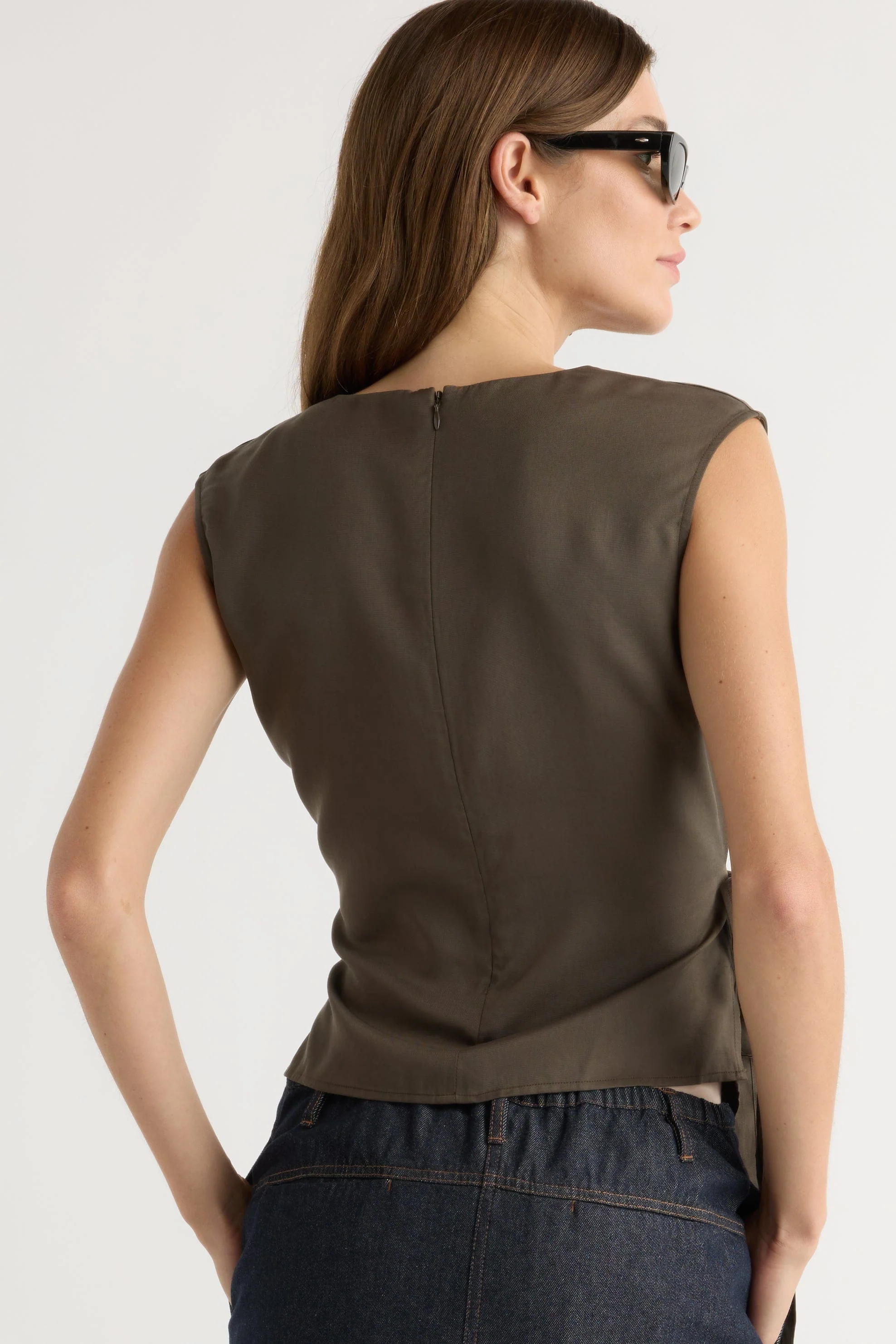 Dion Tencel Cowl-Neck Wrap Blouse - Image 7