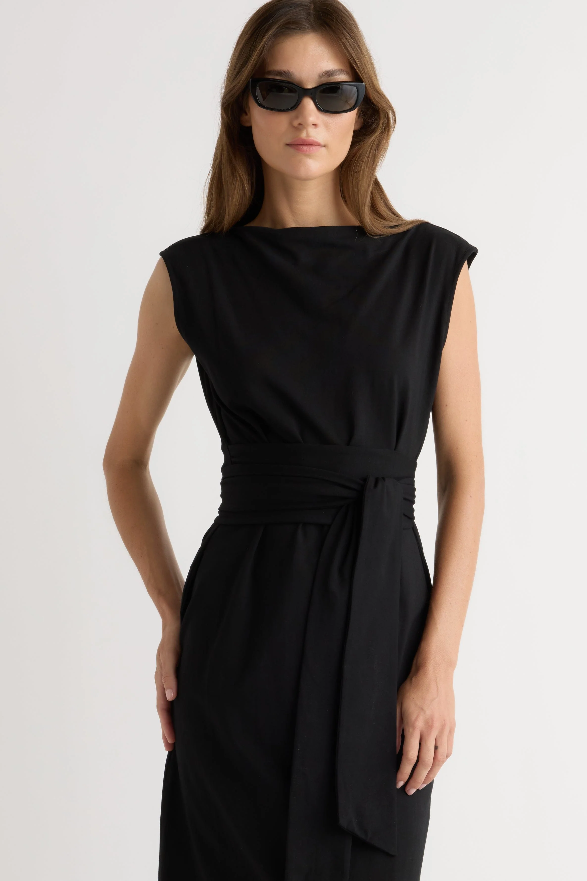 Edina Tie-Front Slit-Neck Dress - Image 3