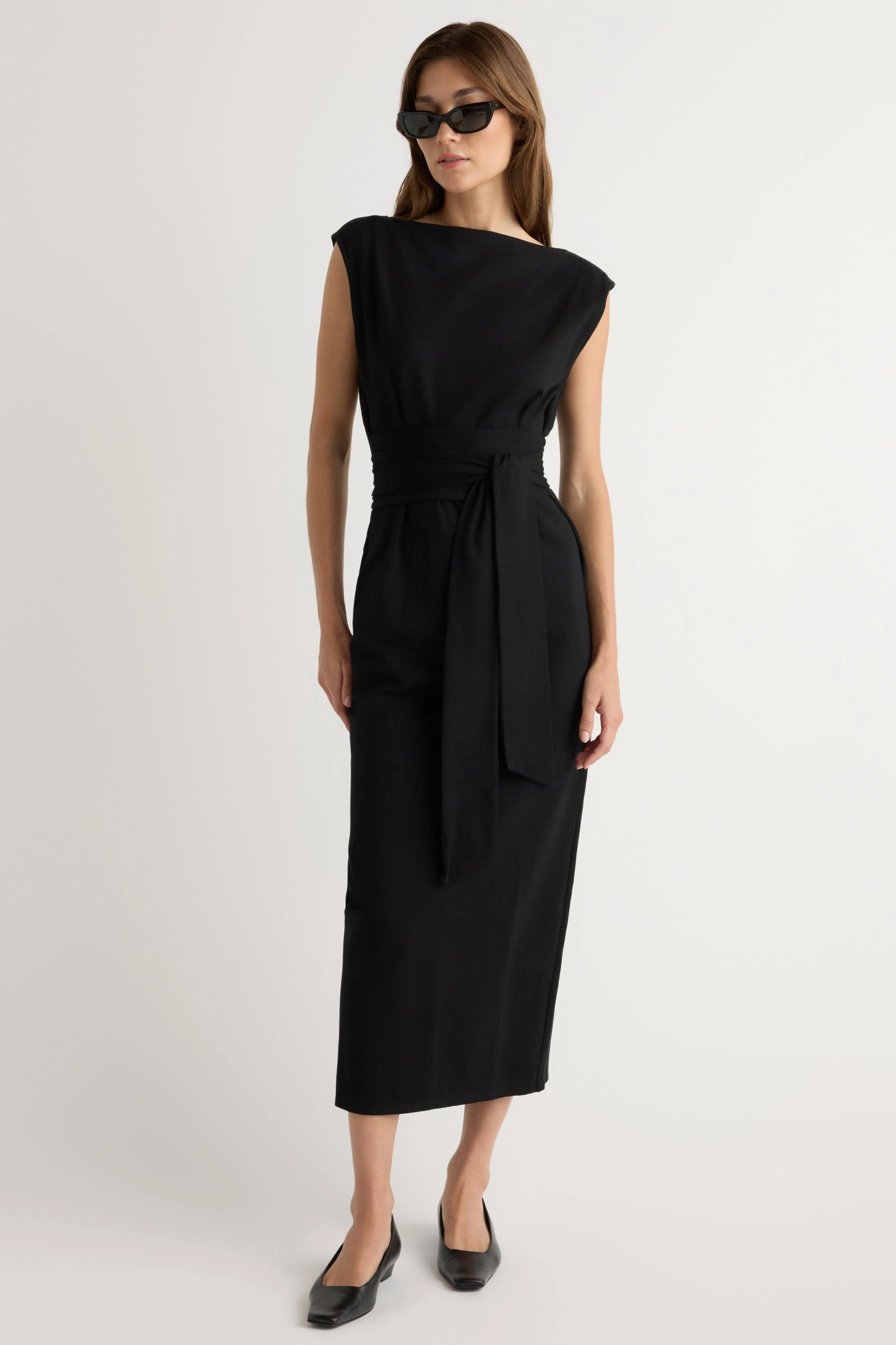 Edina Tie-Front Slit-Neck Dress - Image 4