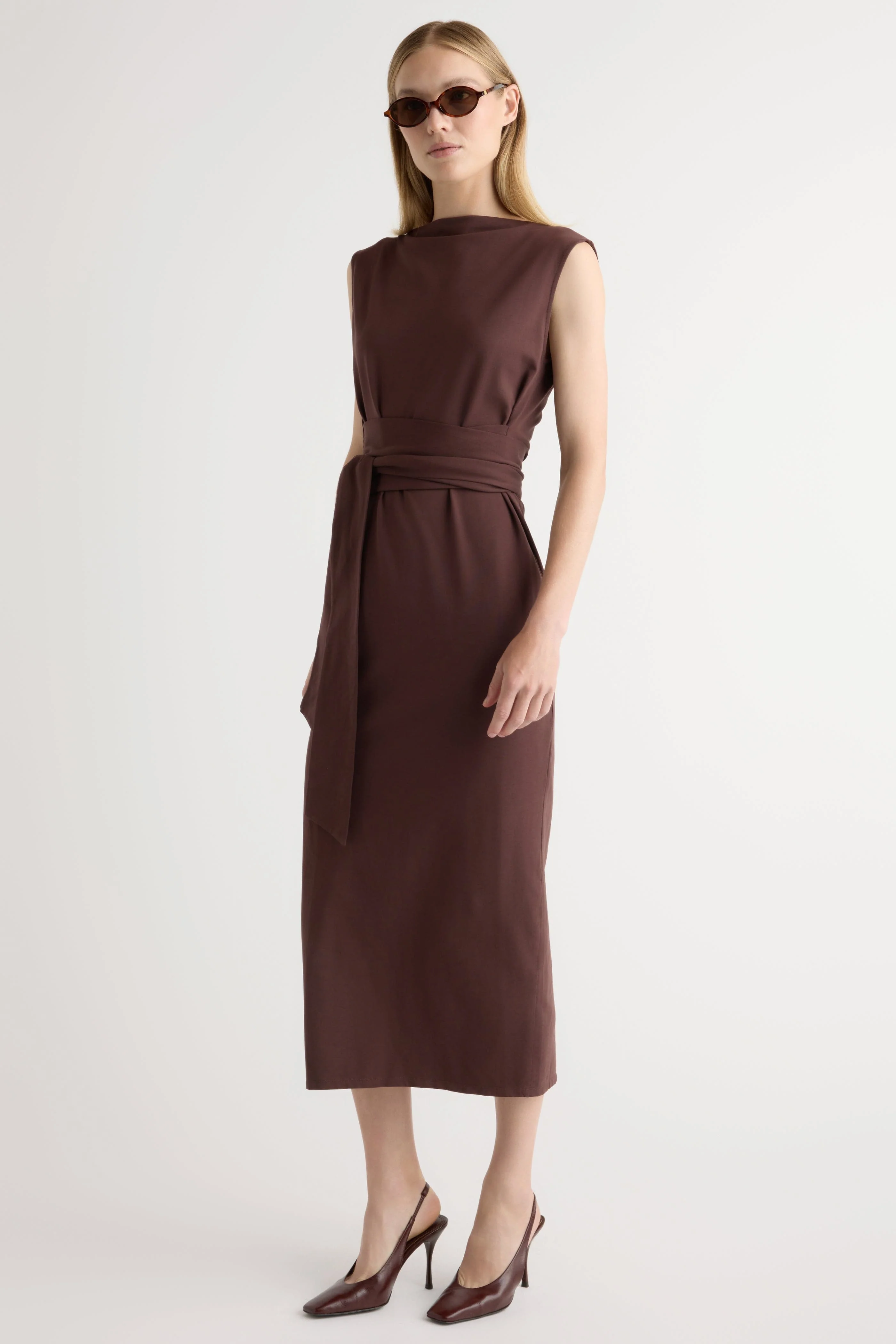 Edina Tie-Front Slit-Neck Dress - Image 4