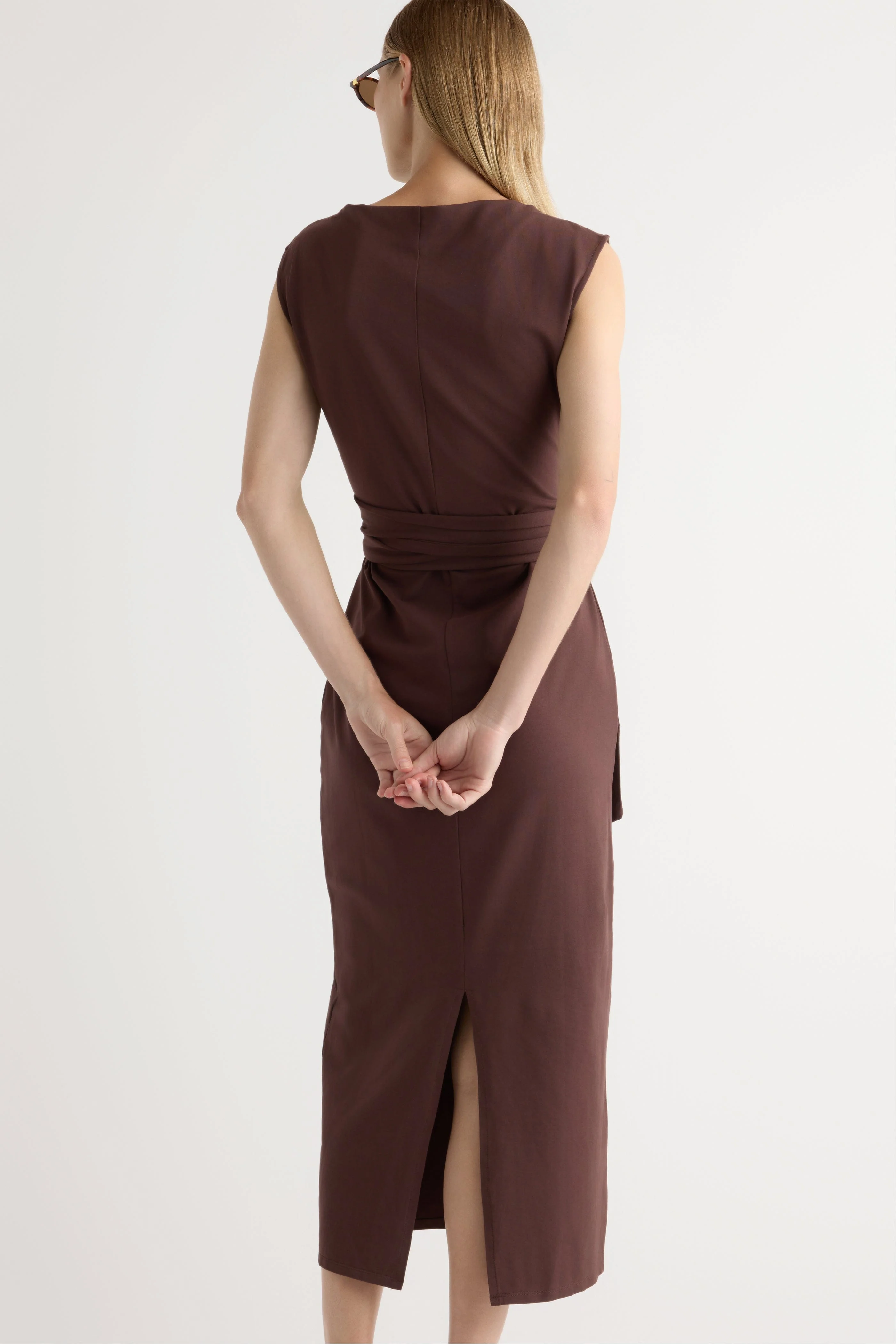 Edina Tie-Front Slit-Neck Dress - Image 6
