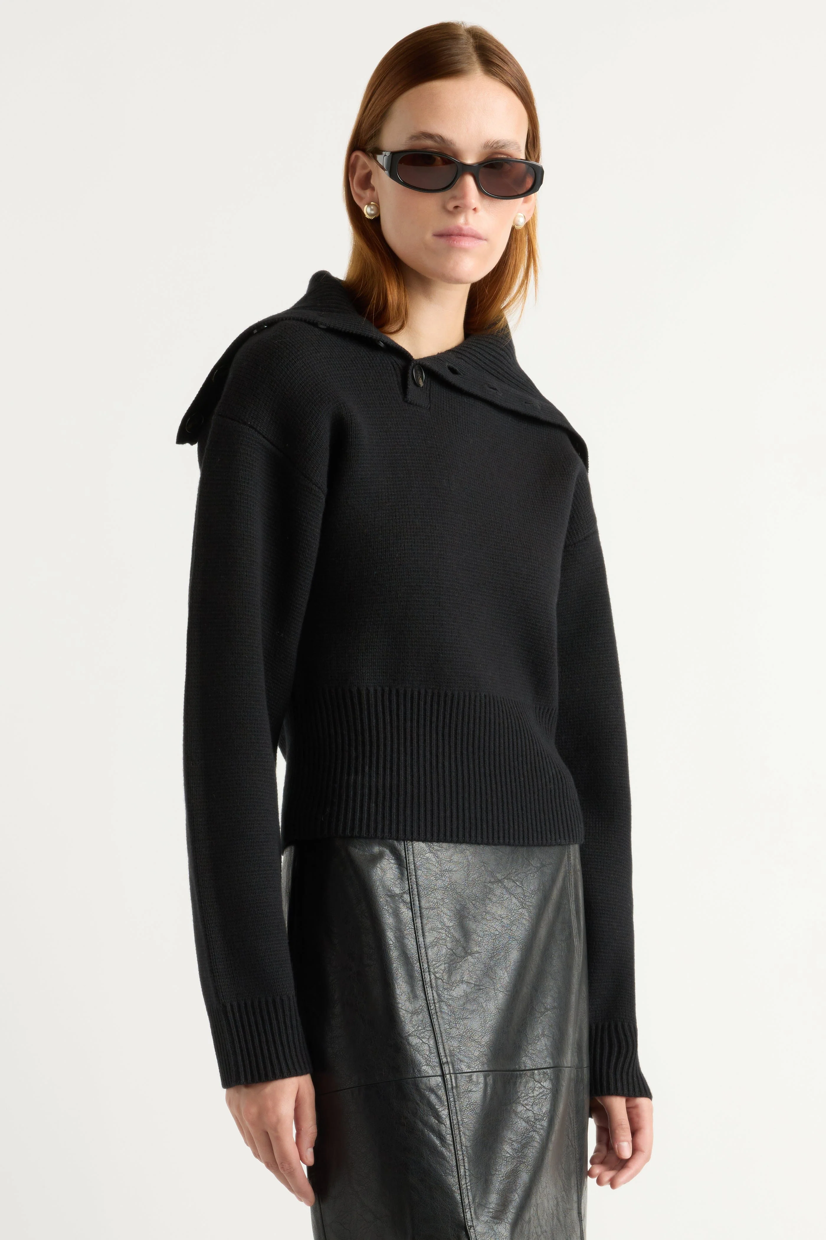 Elijah Foldover Button-Collar Sweater - Image 2