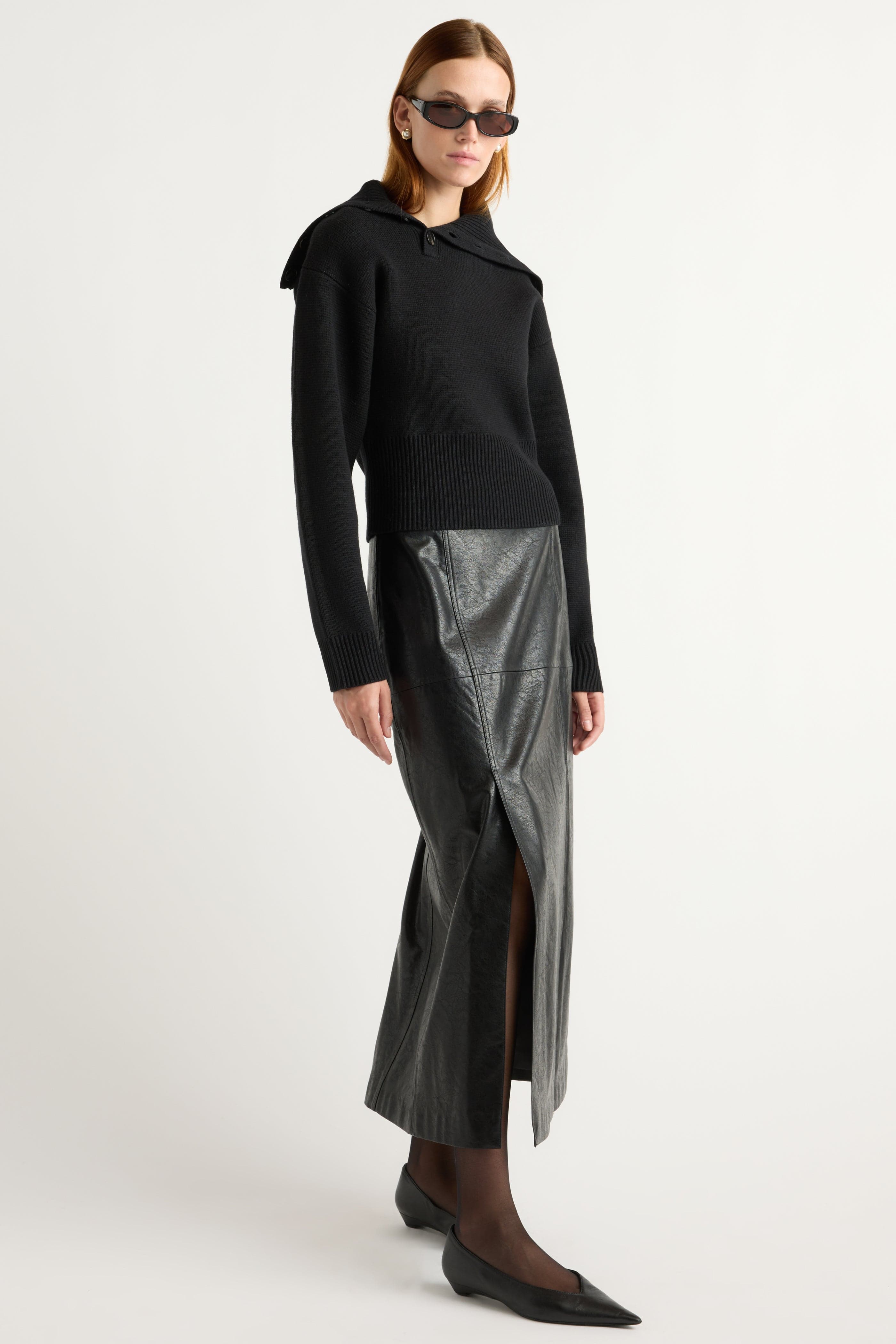 Elijah Foldover Button-Collar Sweater - Image 3