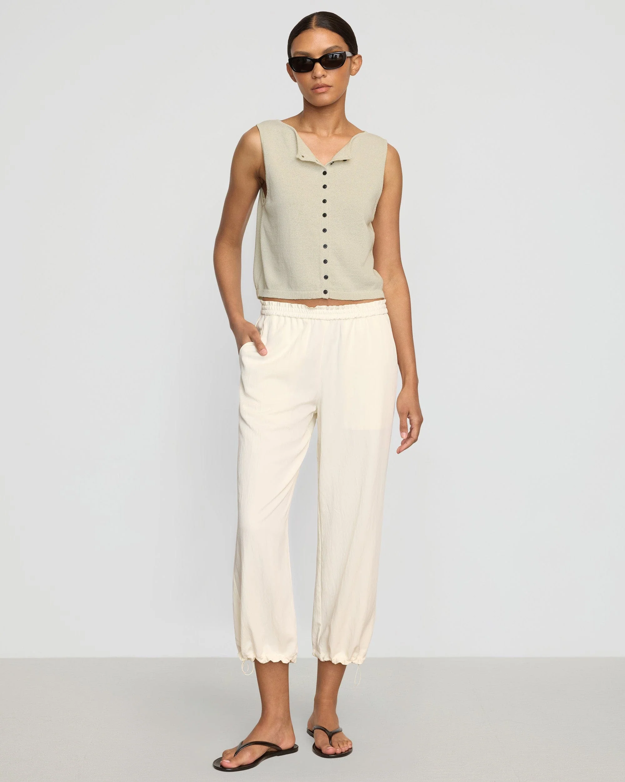 Elith Cotton-Linen Button Knit Vest - Image 3