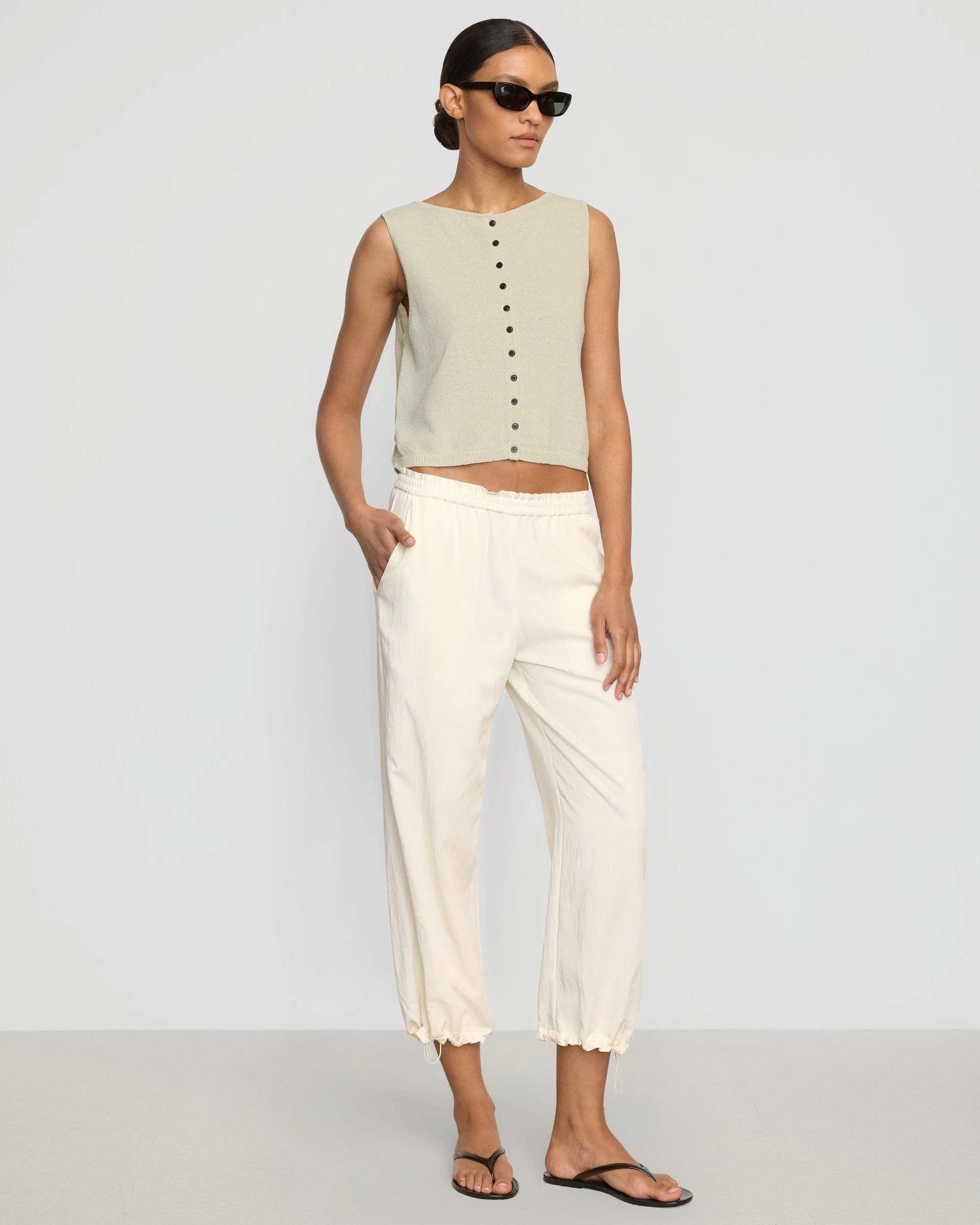 Elith Cotton-Linen Button Knit Vest - Image 5