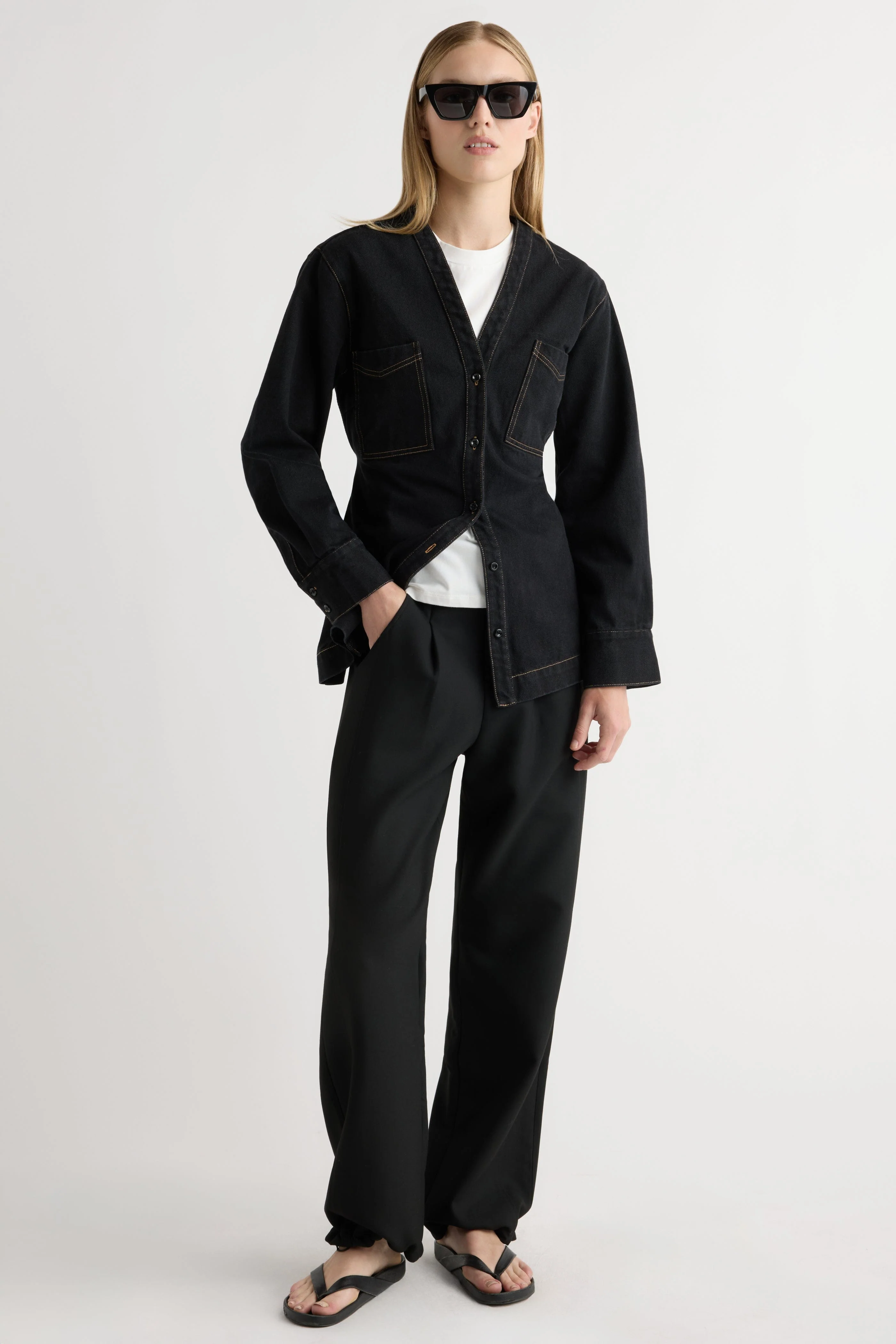 Emmett Structured-Sleeve Denim Jacket - Image 5
