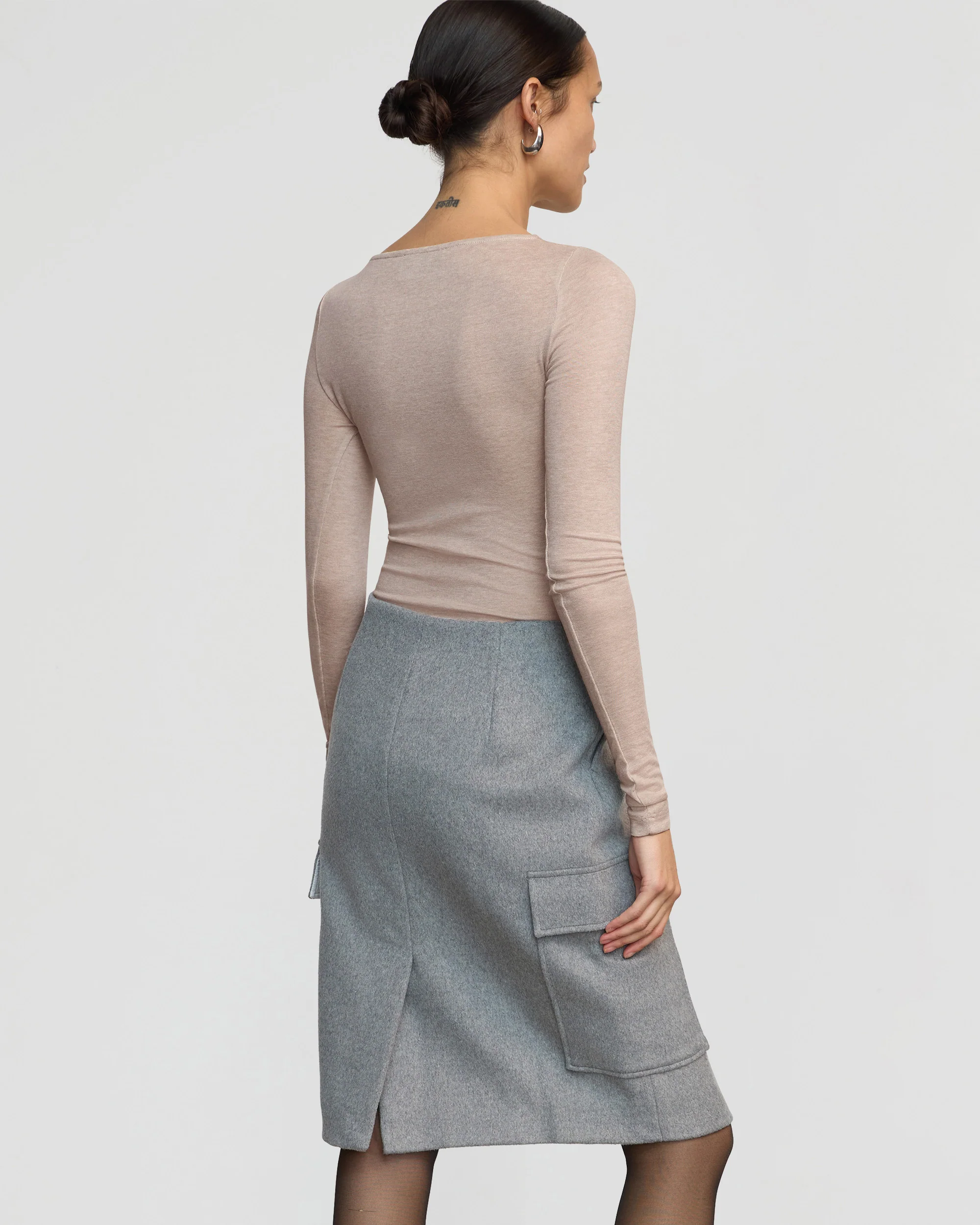 Felicia Wool Utility Midi Skirt - Image 5