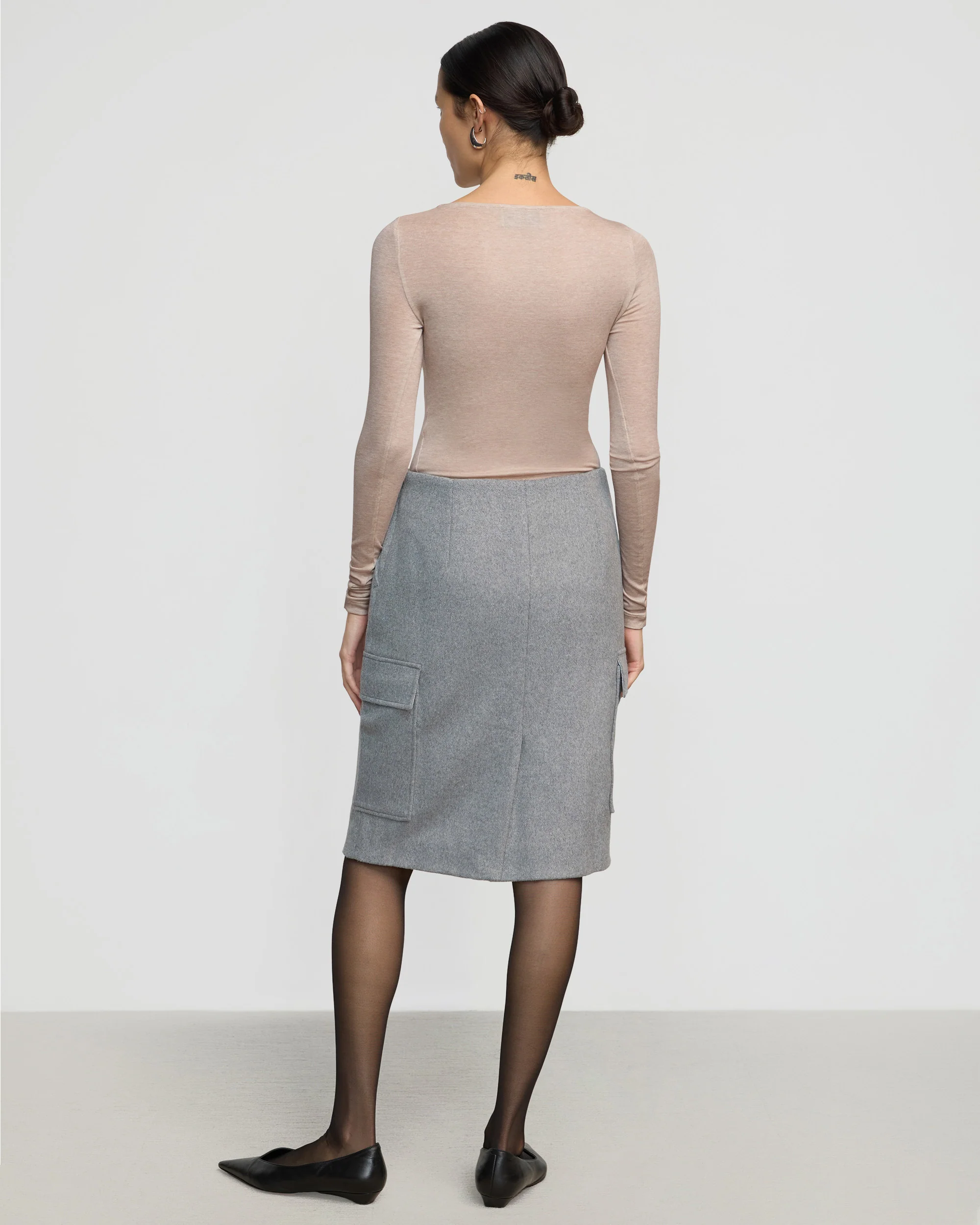 Felicia Wool Utility Midi Skirt - Image 6