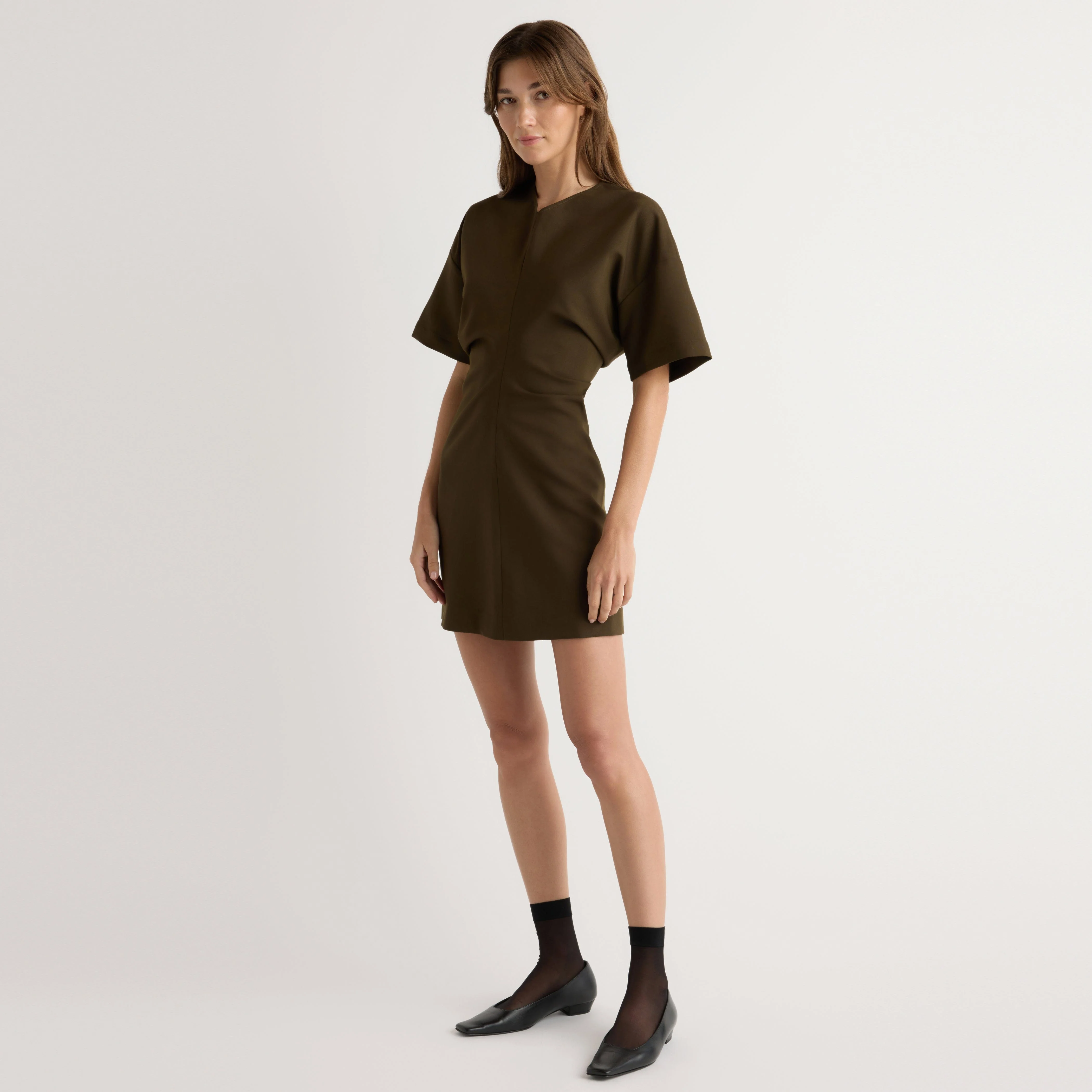 Fiore Ruched V-Neck Mini Dress