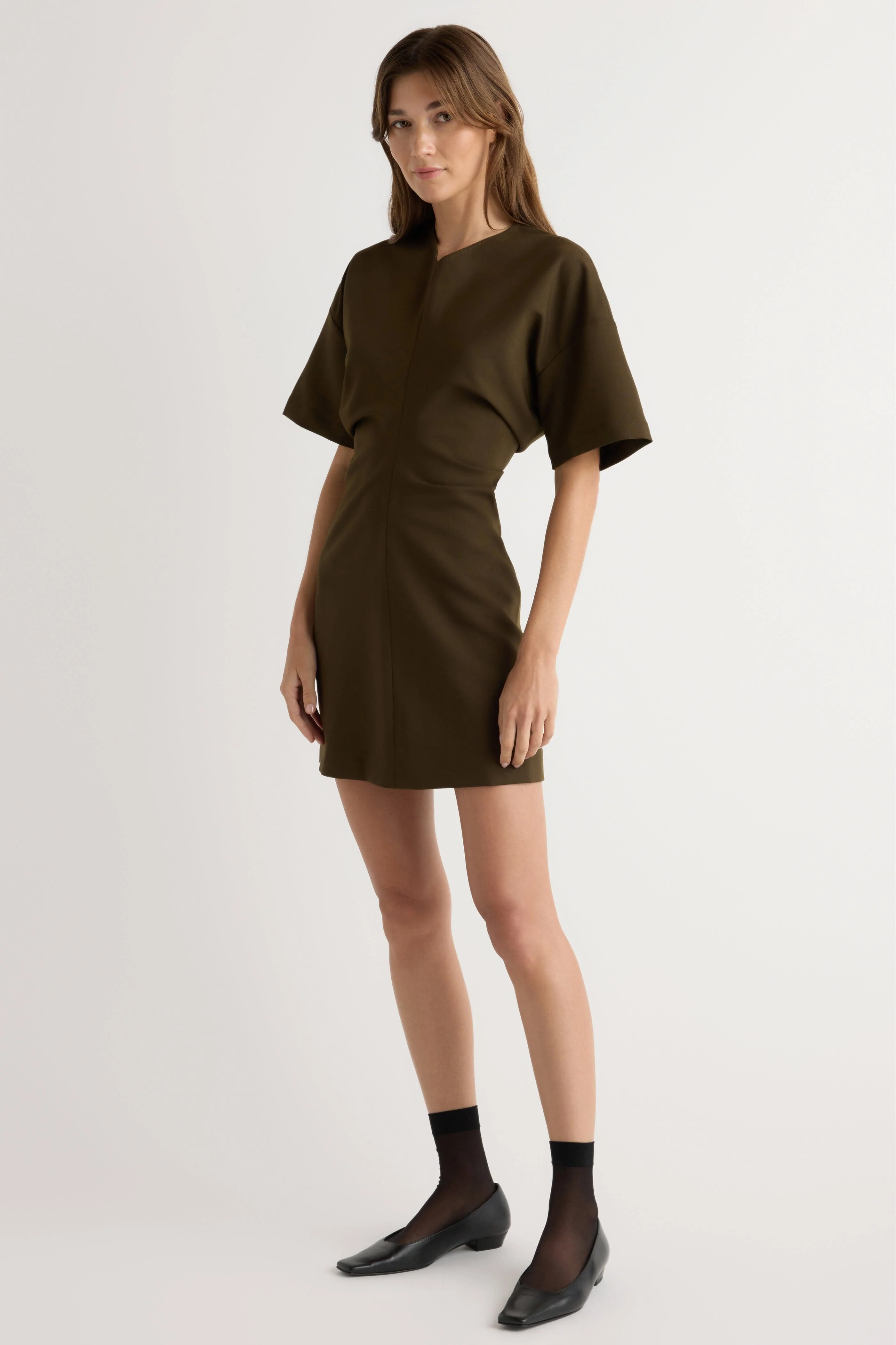 Fiore Ruched V-Neck Mini Dress - Image 2