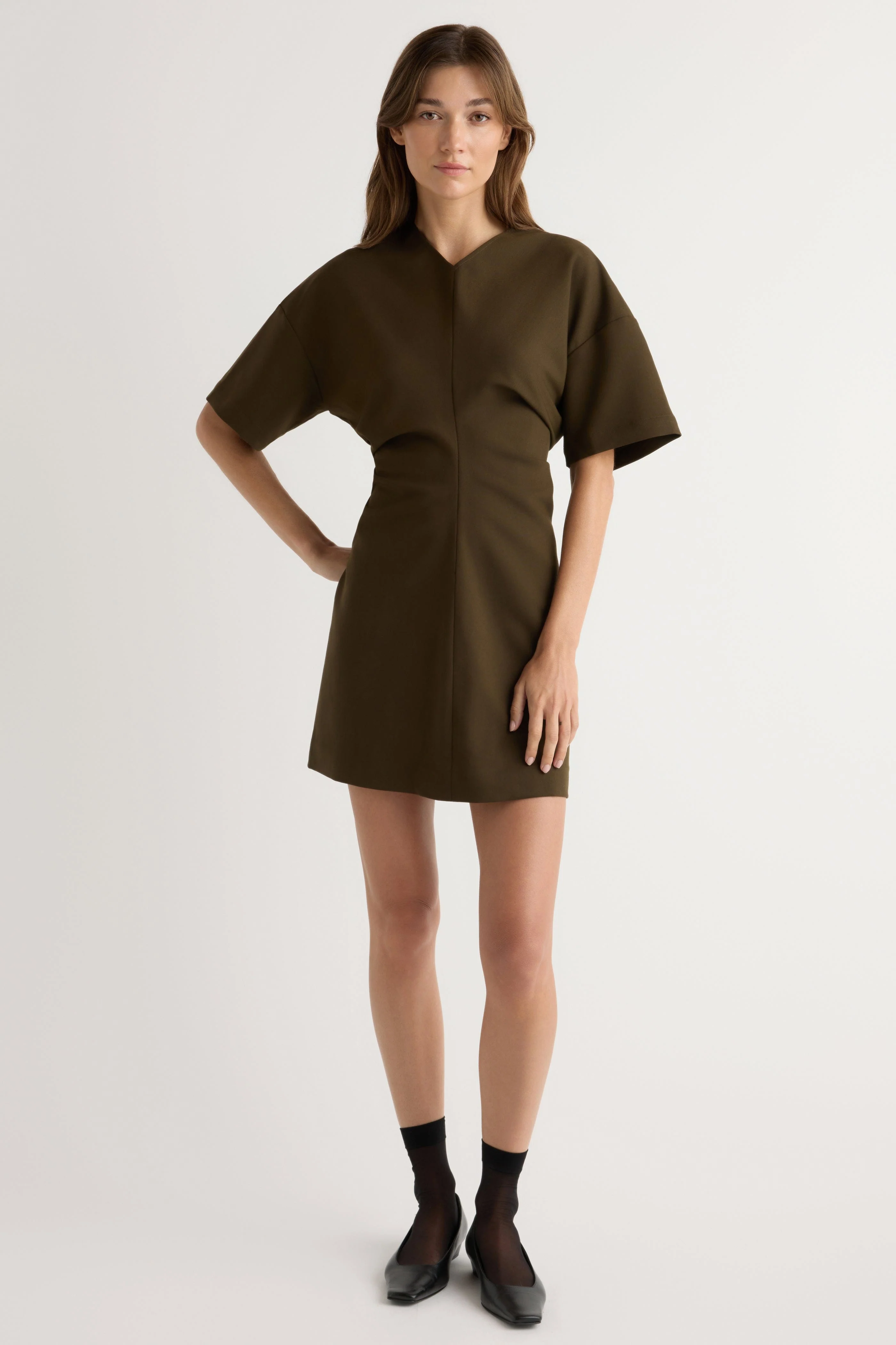 Fiore Ruched V-Neck Mini Dress - Image 4