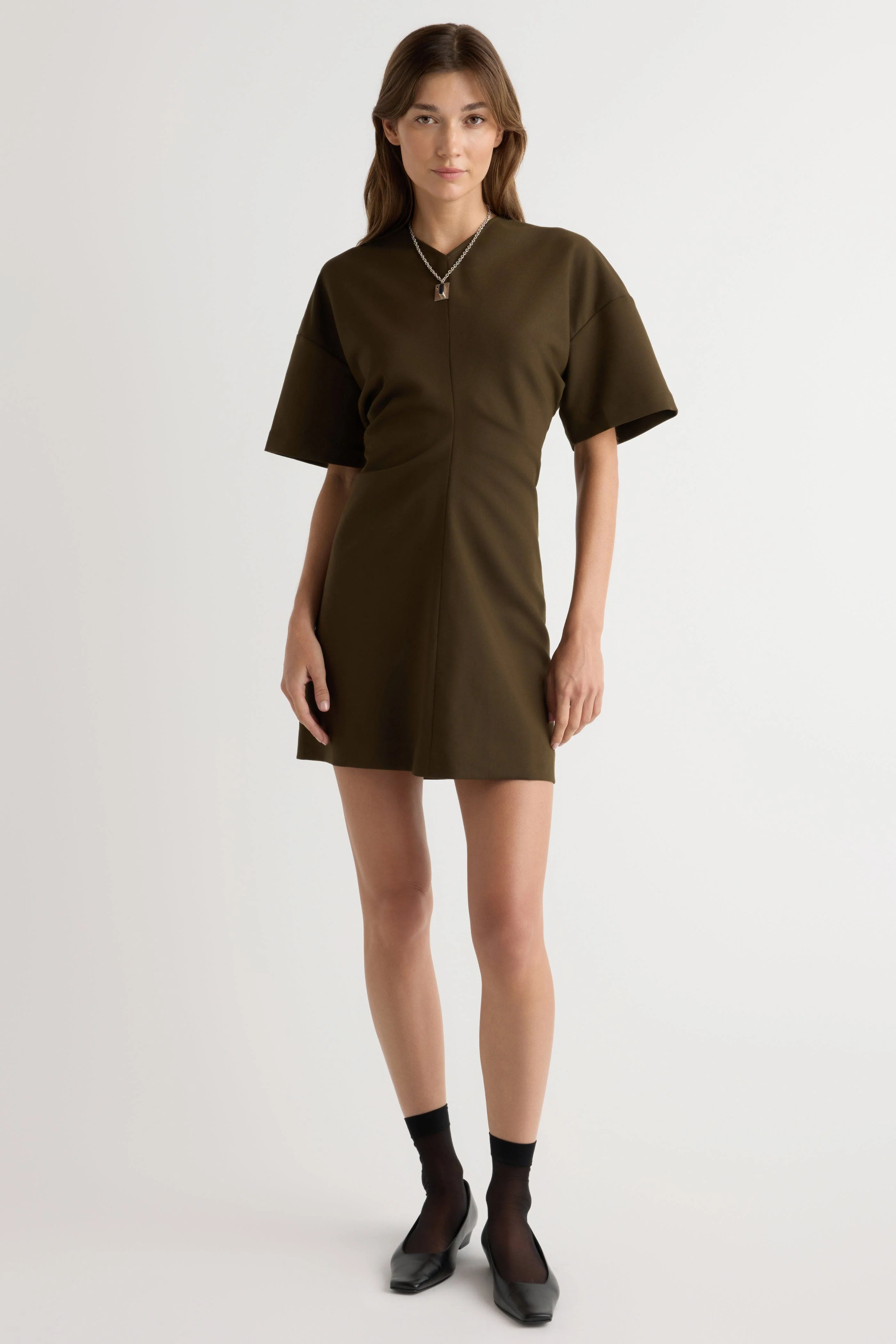 Fiore Ruched V-Neck Mini Dress - Image 6