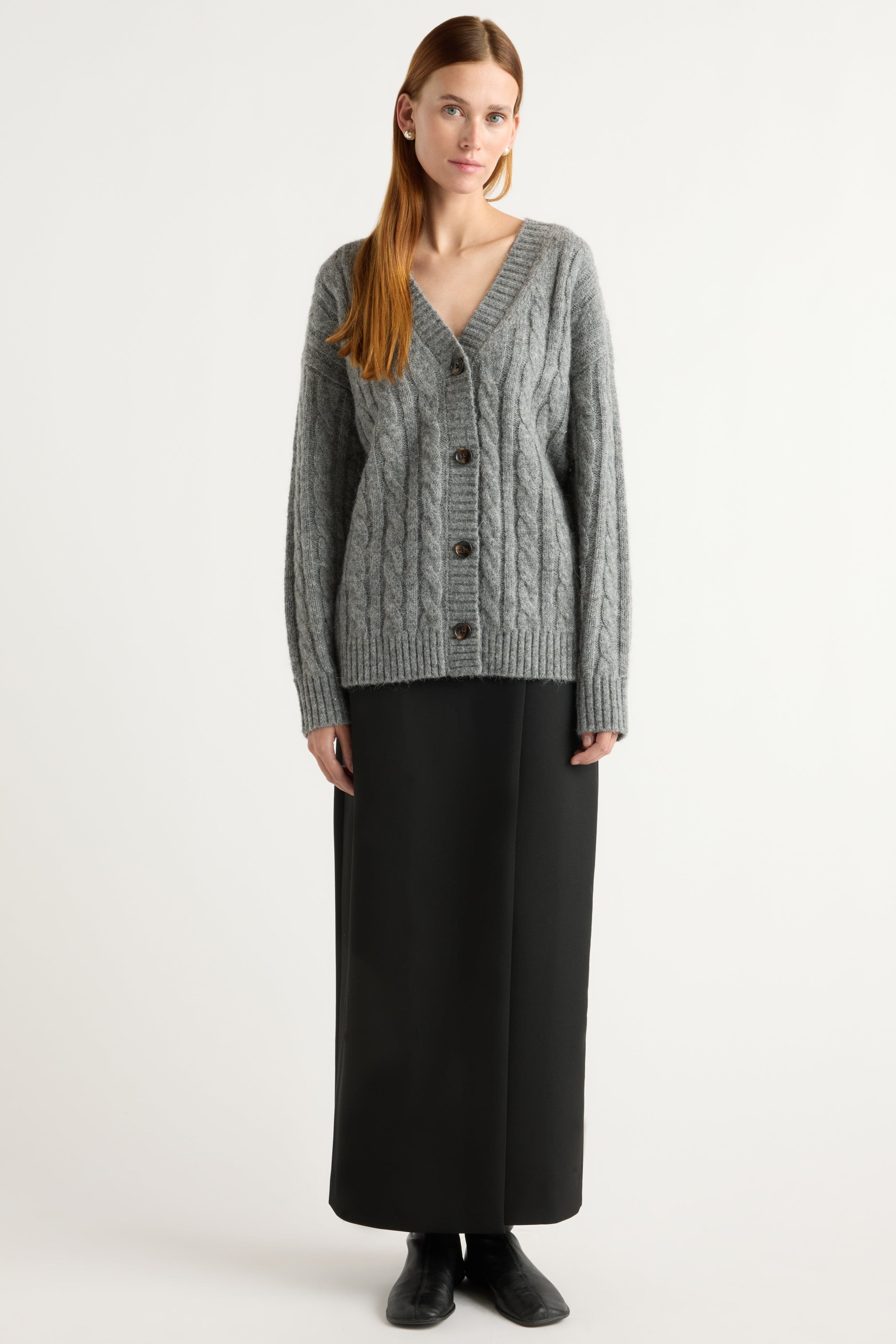 Hikari Asymmetric Cable Knit Cardigan - Image 5