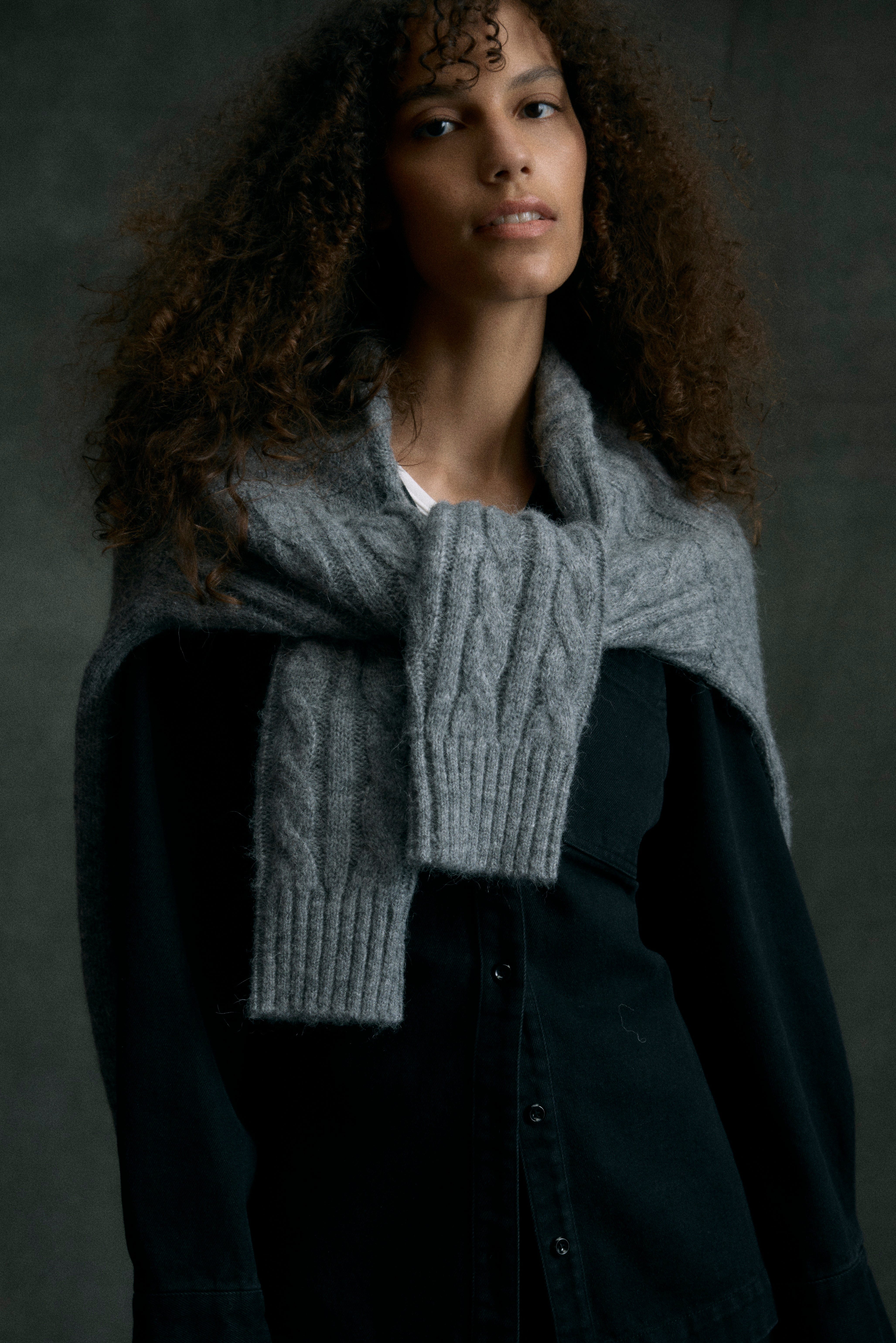 Hikari Asymmetric Cable Knit Cardigan - Image 9