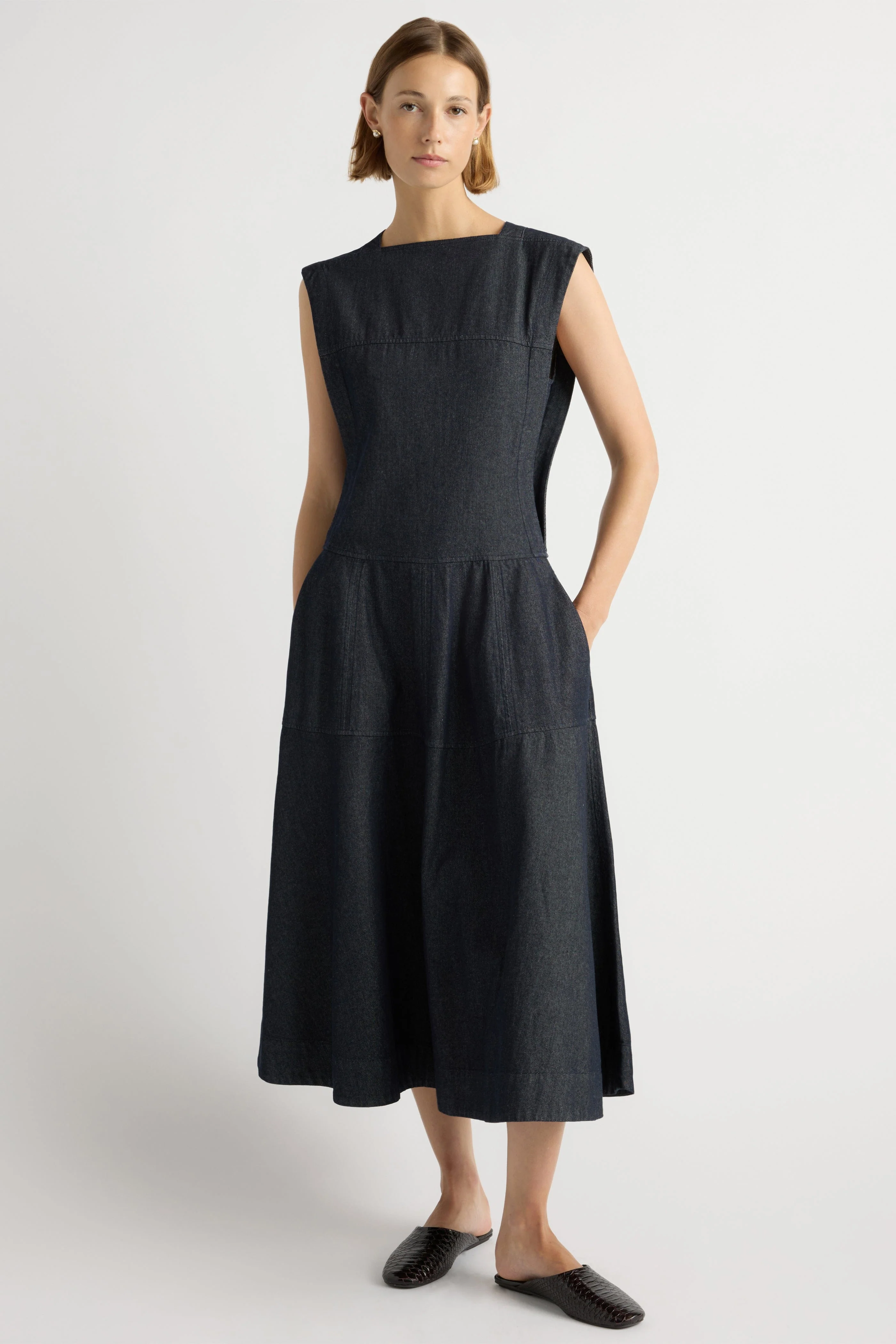Holland Drop-Waist Denim Dress - Image 4
