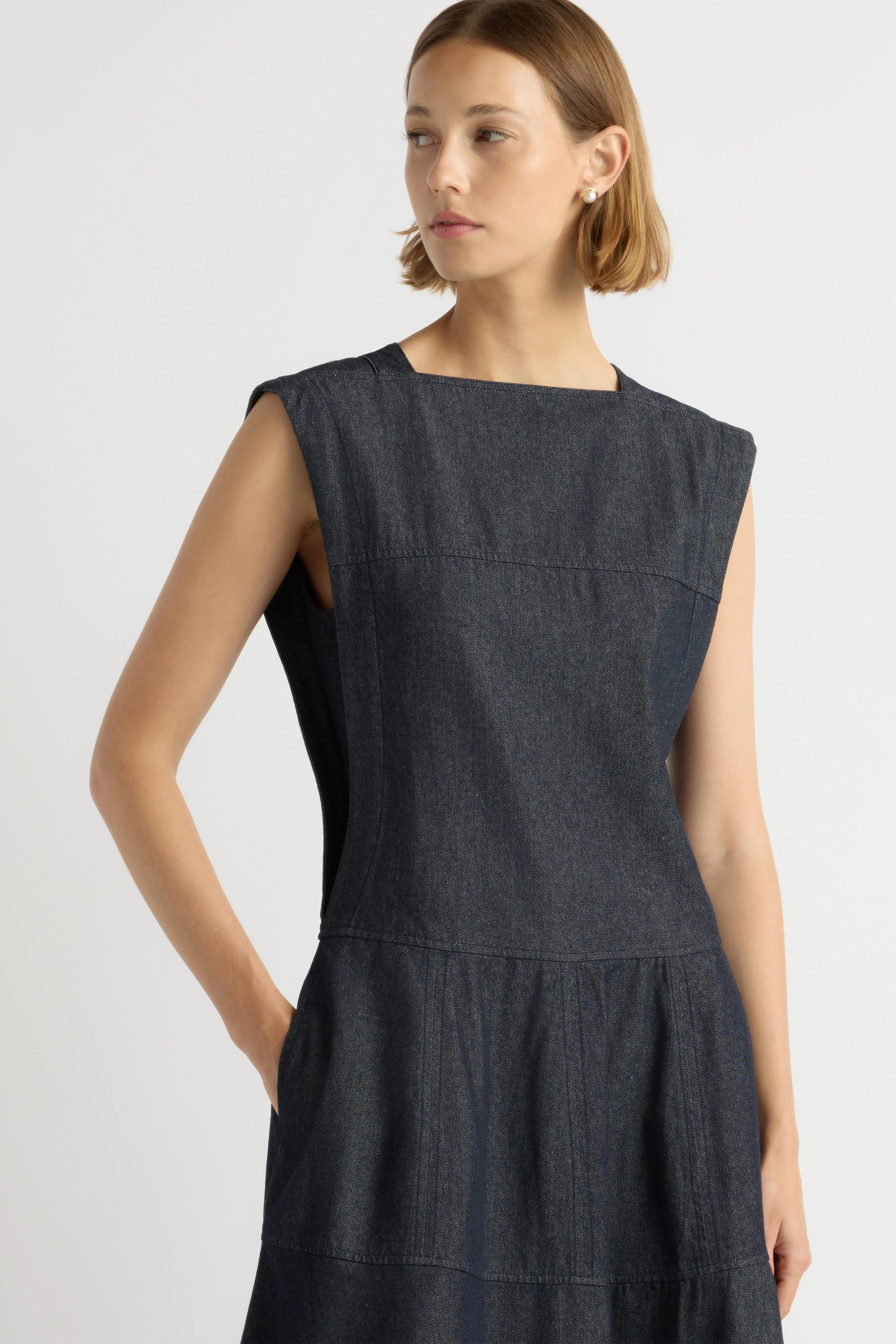 Holland Drop-Waist Denim Dress - Image 5