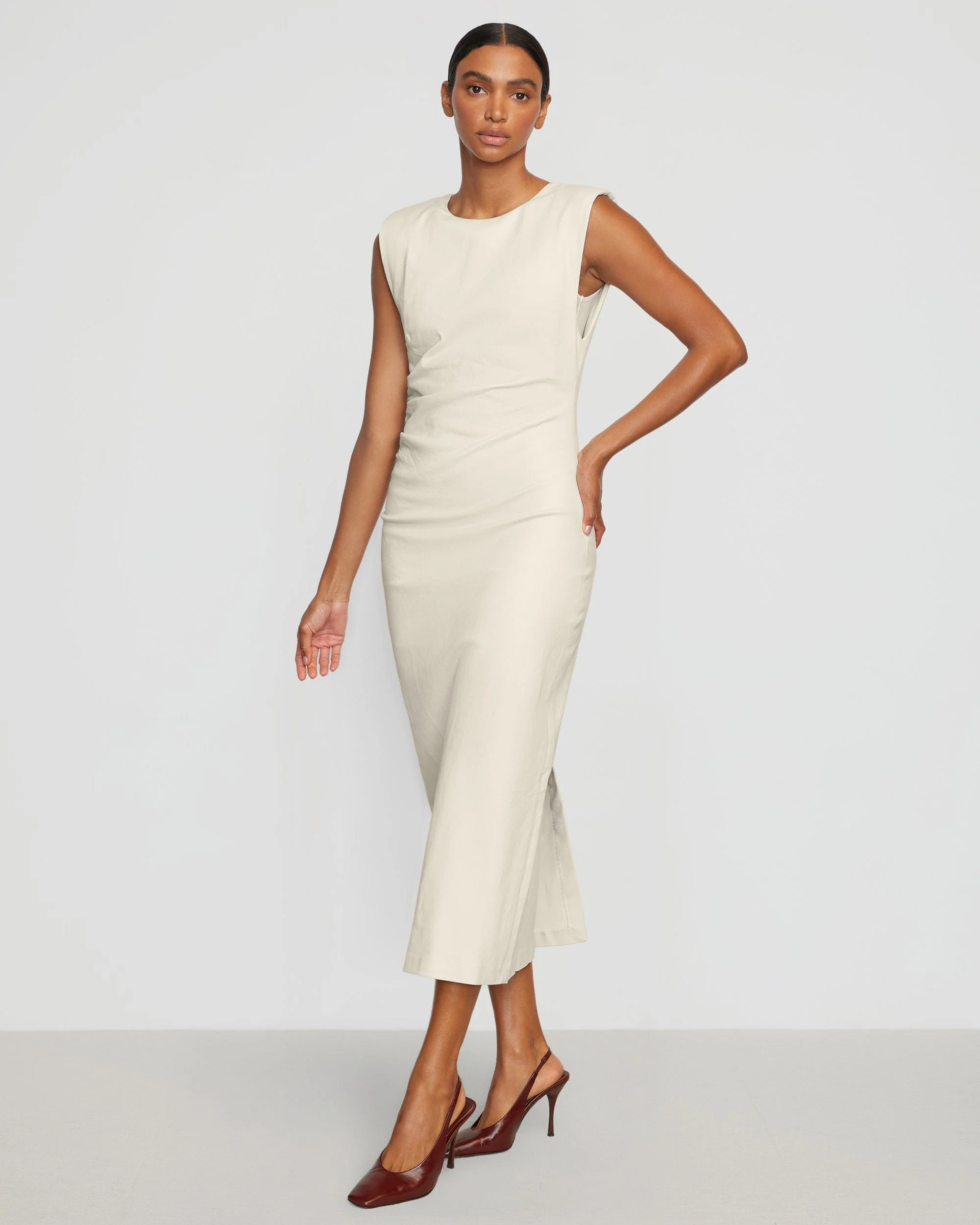 Iman Split-Hem Cotton Twill Dress - Image 4