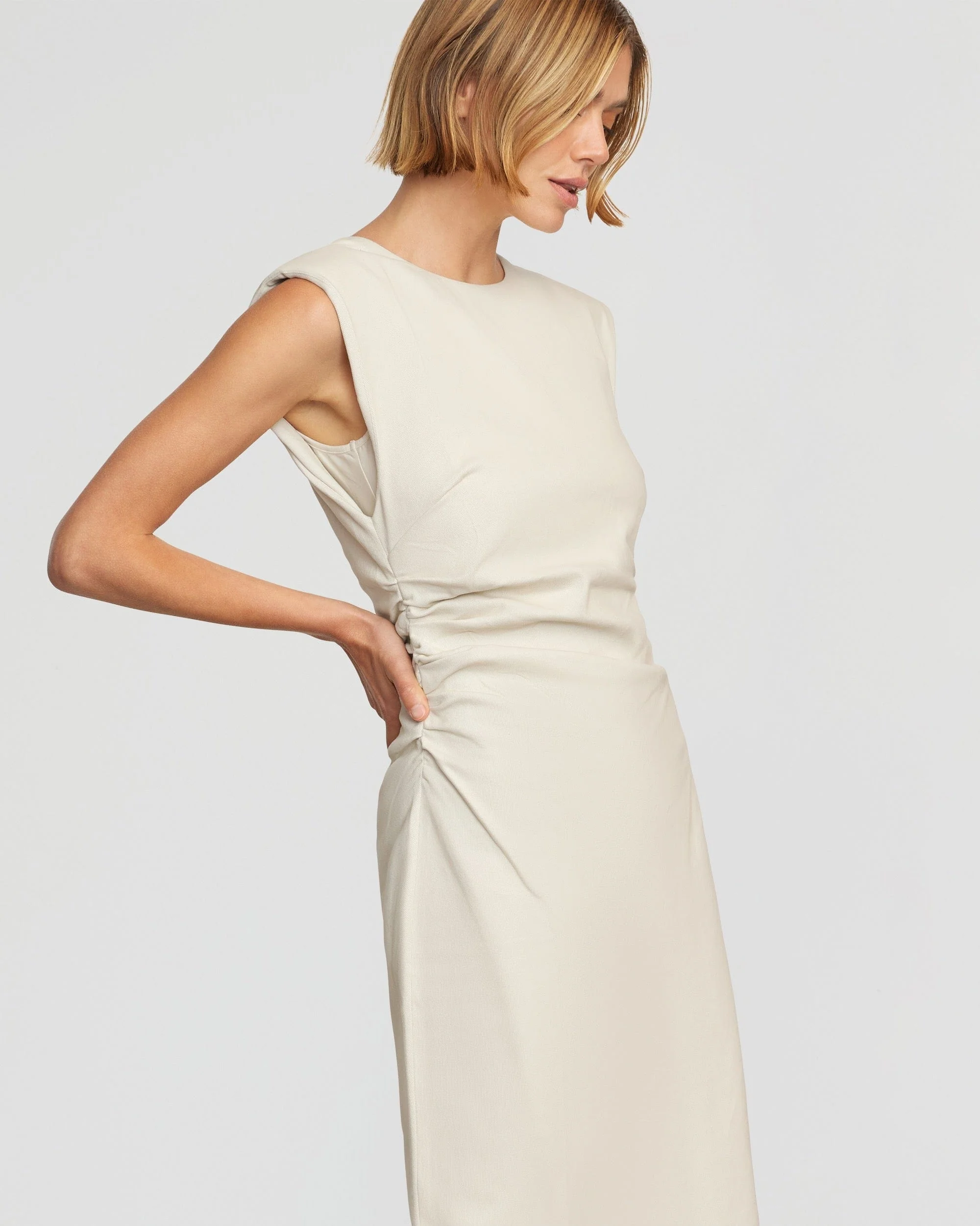 Iman Split-Hem Cotton Twill Dress - Image 7