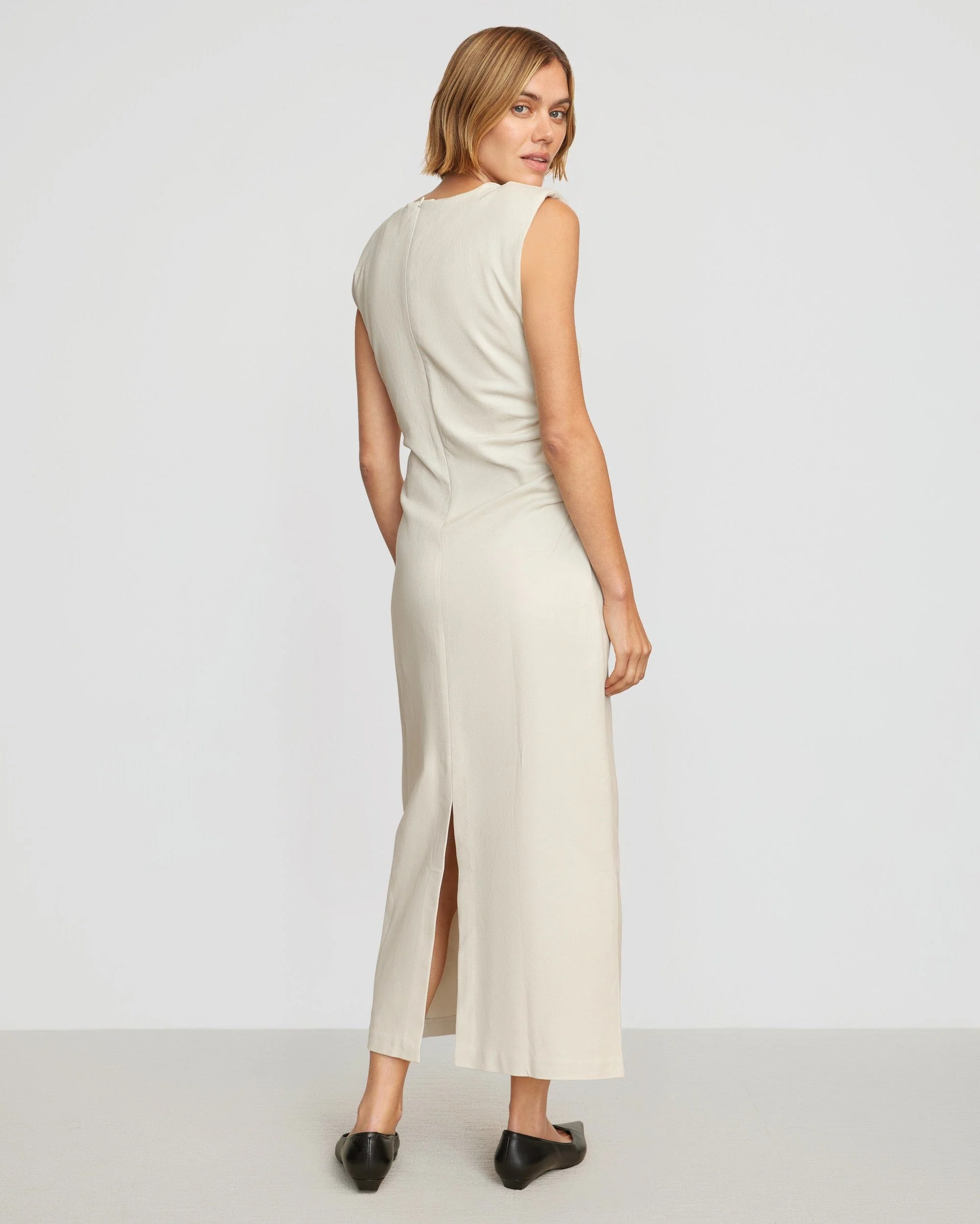 Iman Split-Hem Cotton Twill Dress - Image 8